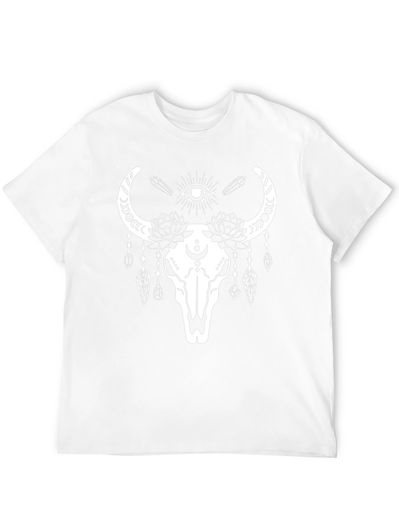 Mystic Bull Skull Graphic Tee - Black Cotton T-Shirt
