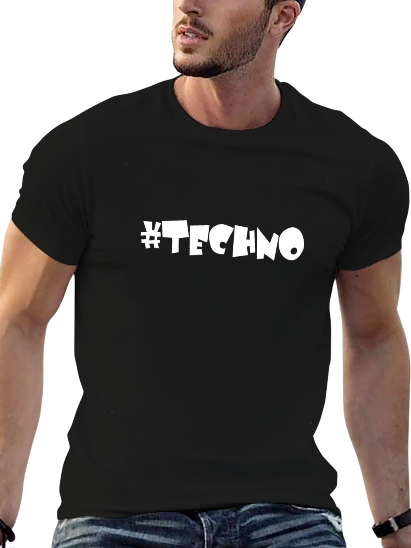 #Techno Black Graphic T-Shirt - Trendy Music Fan Apparel