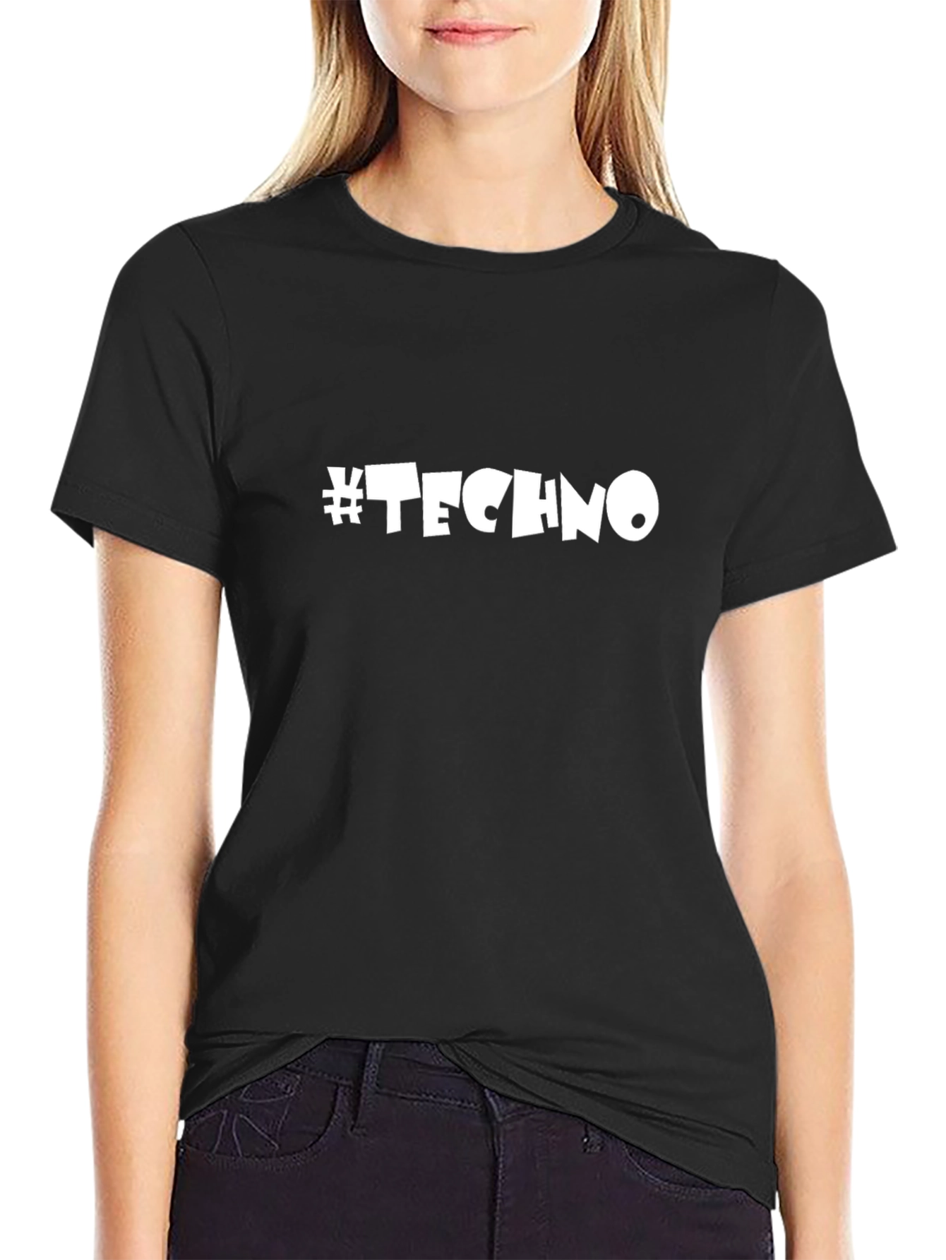 #Techno Black Graphic T-Shirt - Trendy Music Fan Apparel
