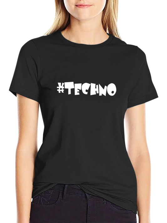 #Techno Black Graphic T-Shirt - Trendy Music Fan Apparel