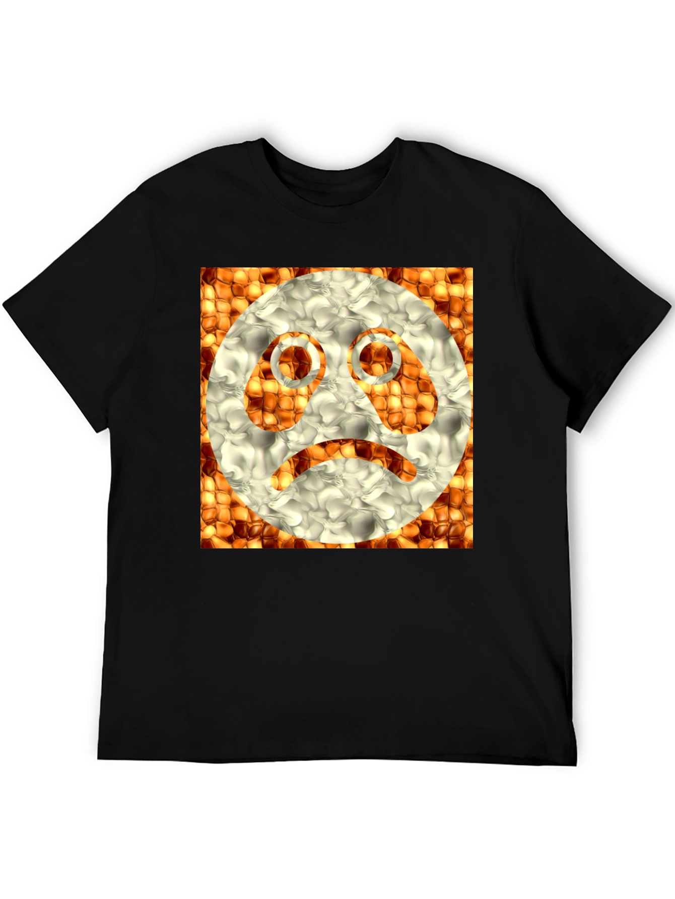 Sad Emoji Graphic Tee - Unique Textured Design