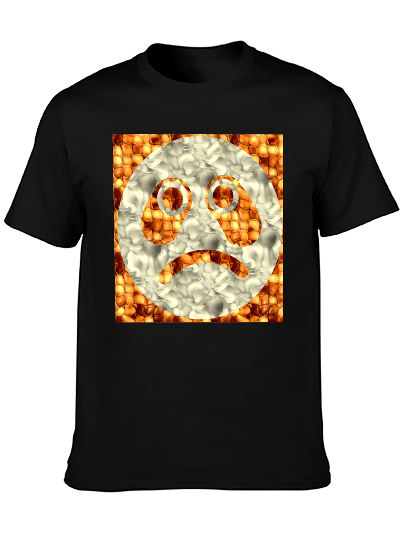 Sad Emoji Graphic Tee - Unique Textured Design