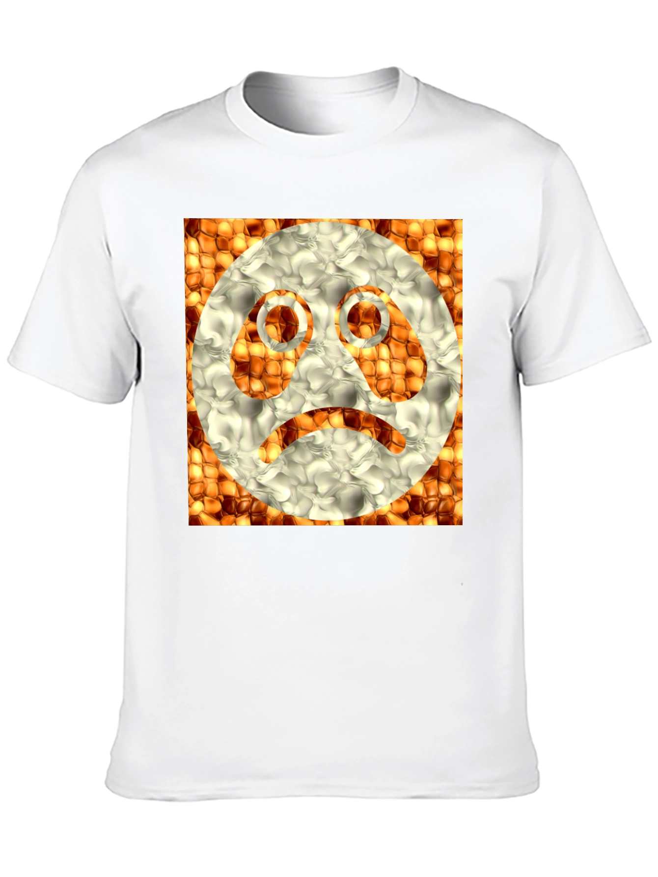 Sad Emoji Graphic Tee - Unique Textured Design