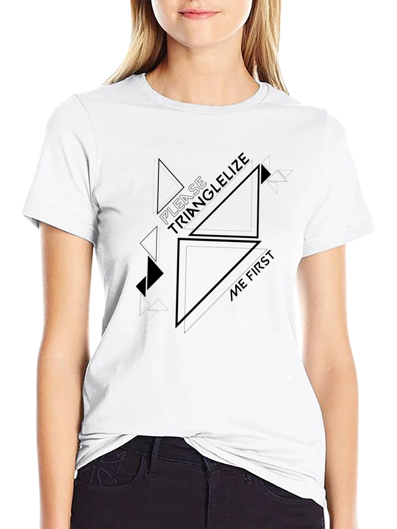 Geometric Triangle Graphic Print Black T-Shirt