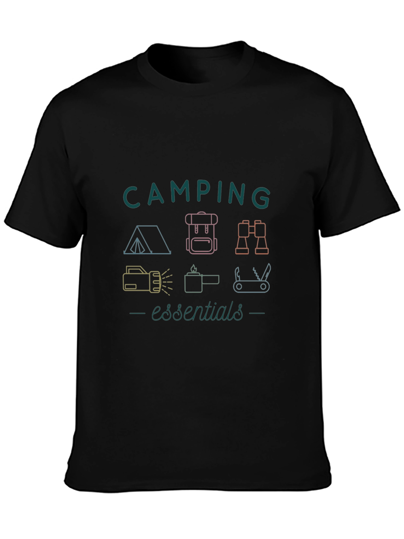 Camping Essentials Graphic Tee - Outdoor Adventure Shirt