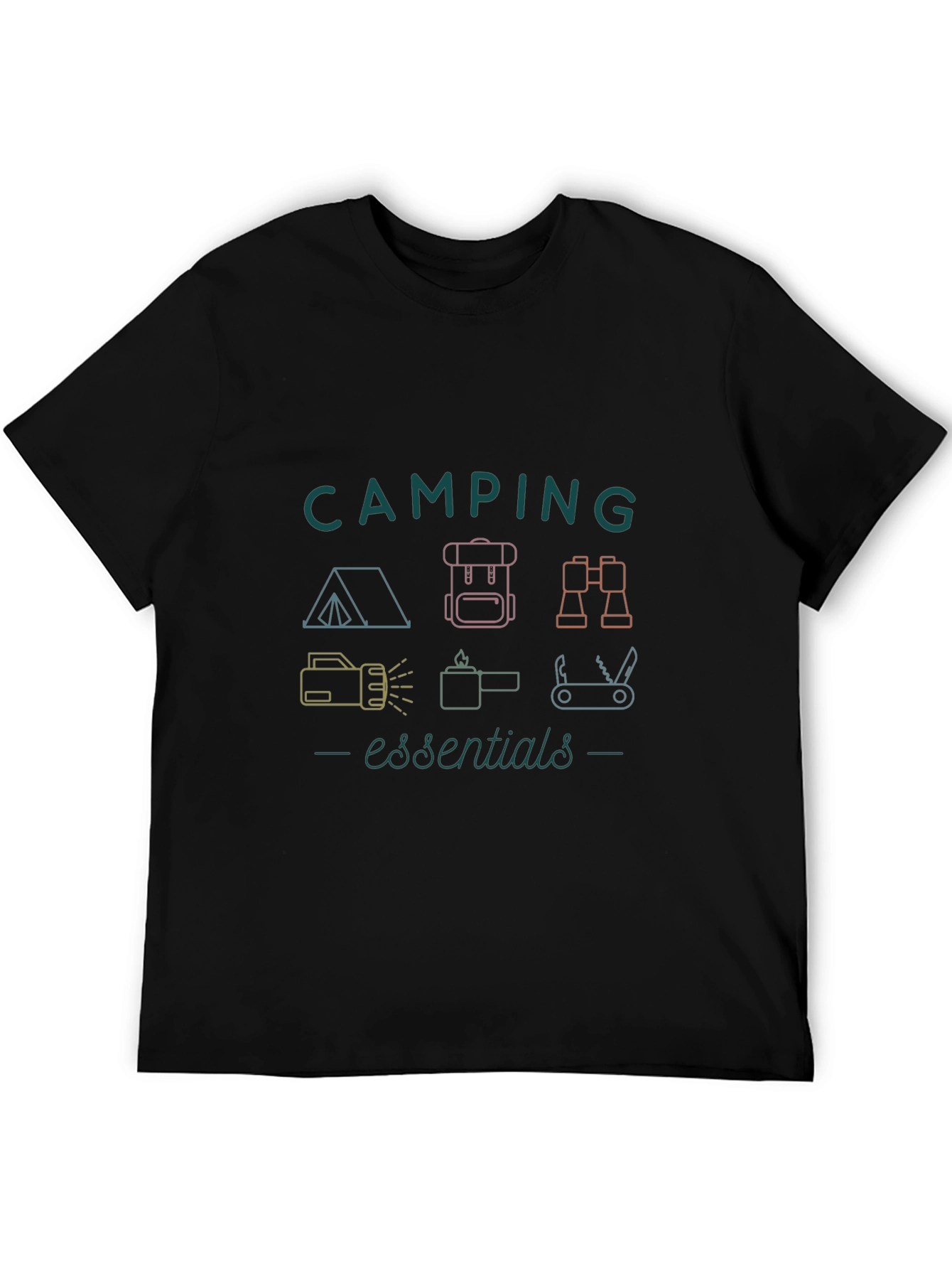 Camping Essentials Graphic Tee - Outdoor Adventure Shirt
