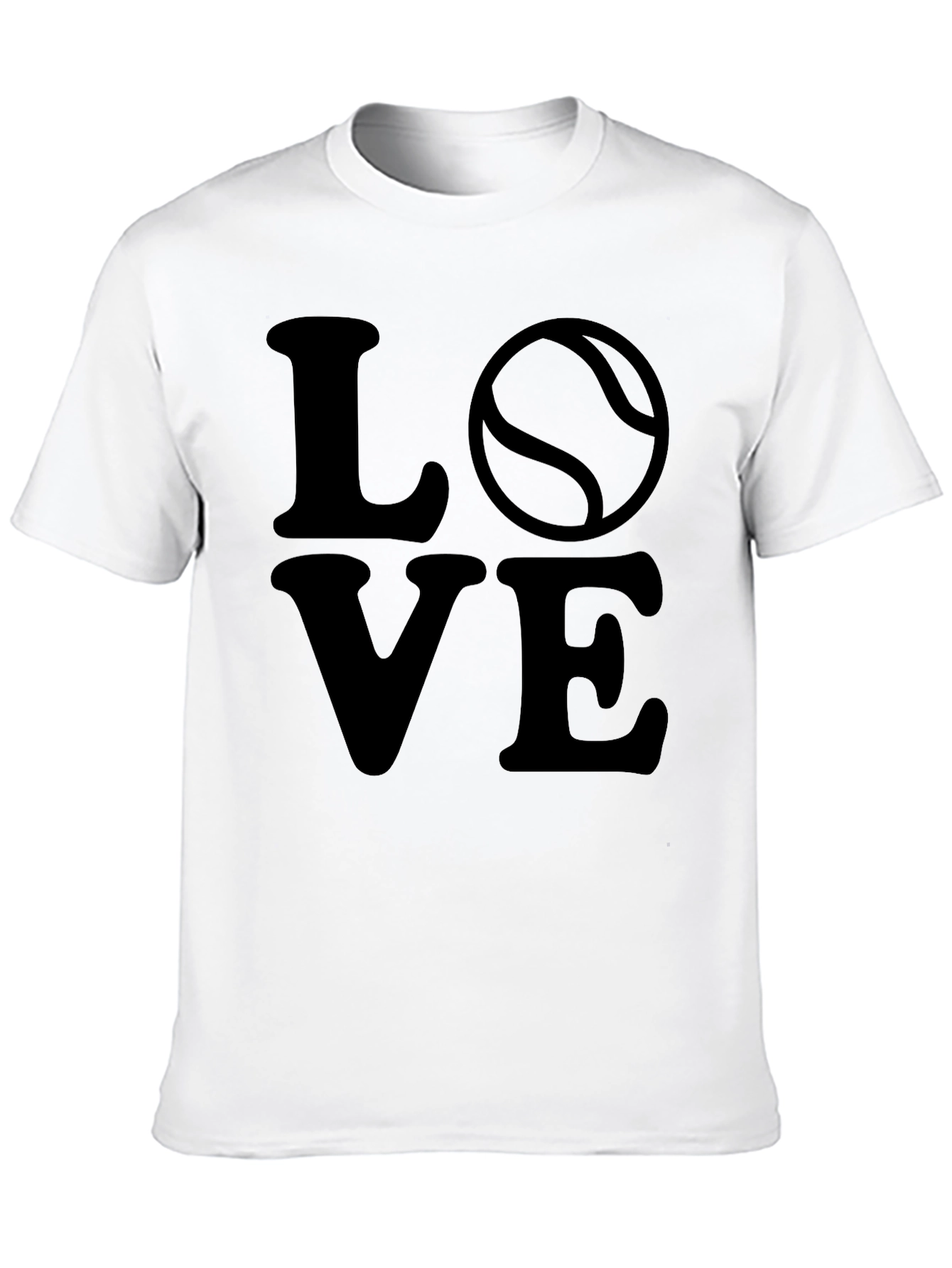 LOVE Tennis Graphic Tee - Black Cotton Casual Shirt