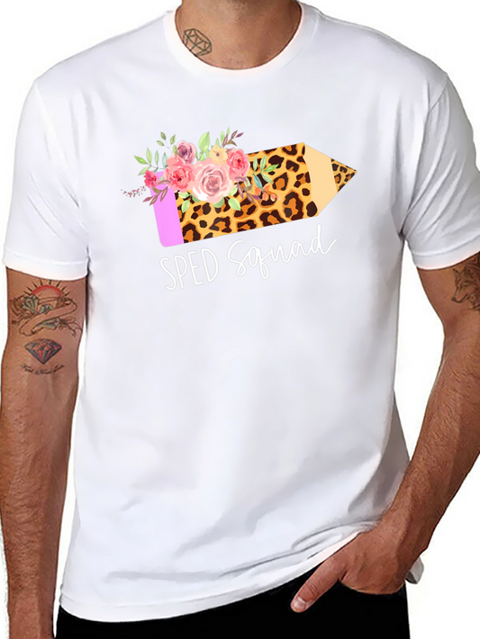 SPED Squad Leopard Pencil Teacher T-Shirt