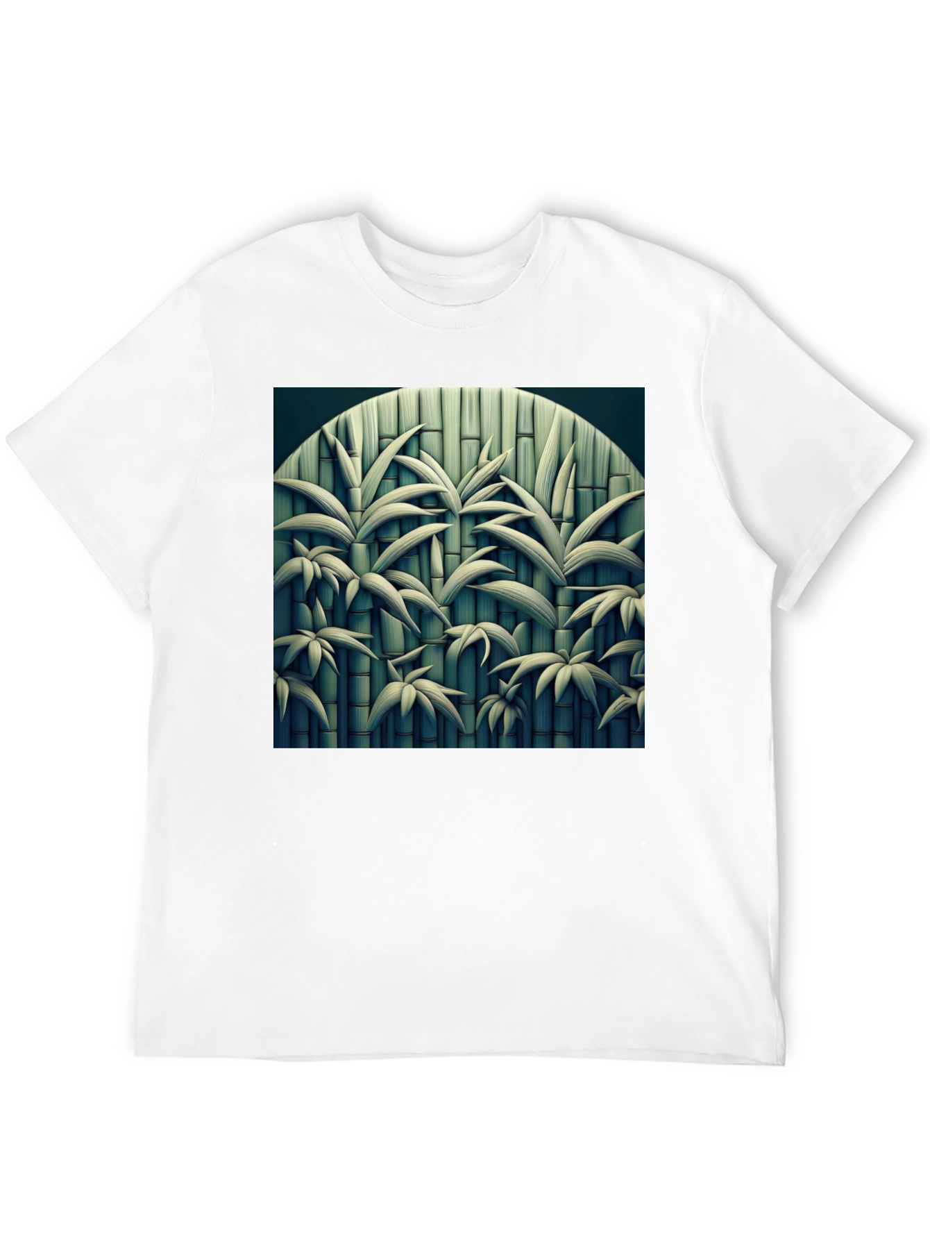 Bamboo Print Black T-Shirt