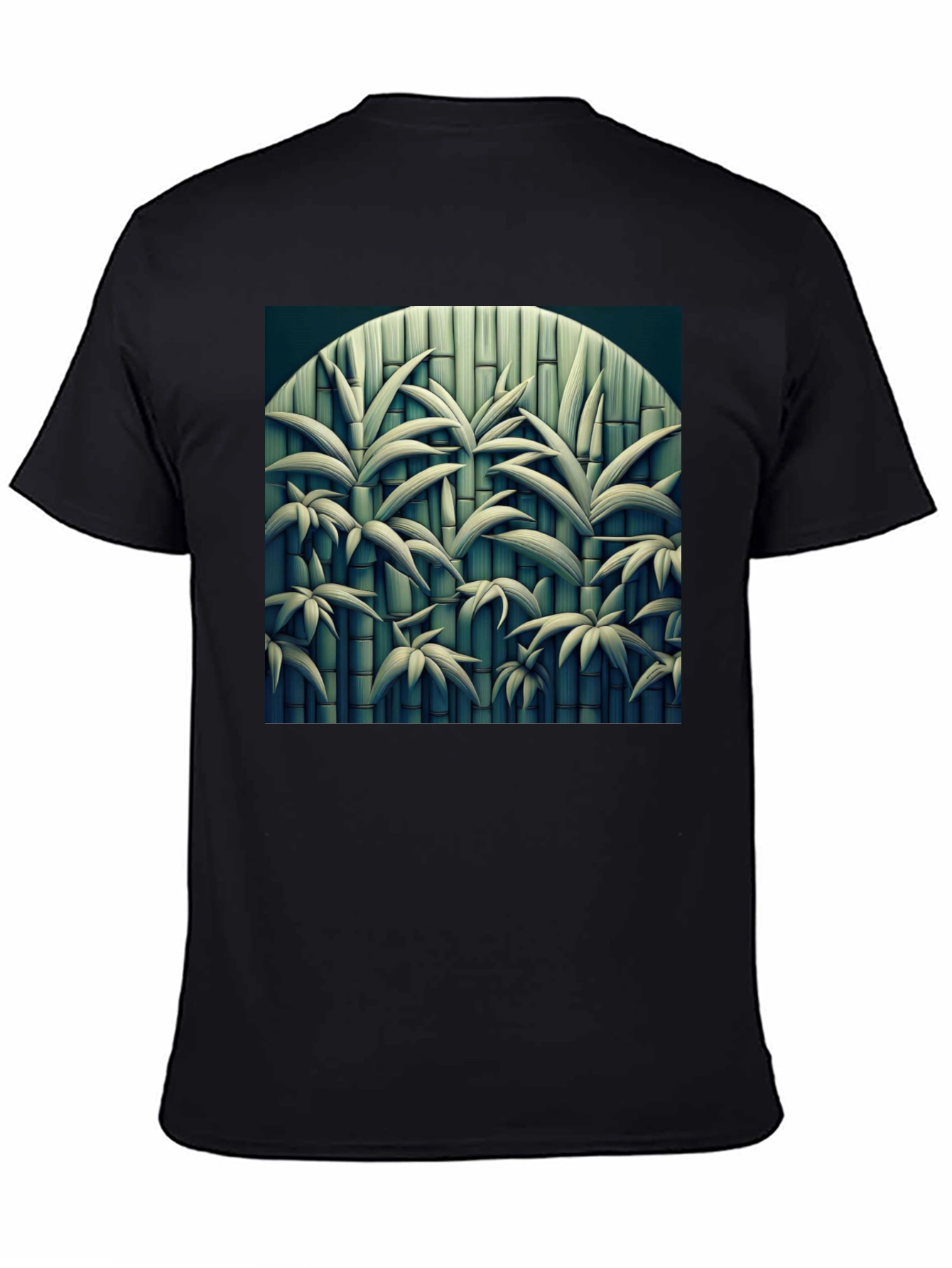 Bamboo Print Black T-Shirt