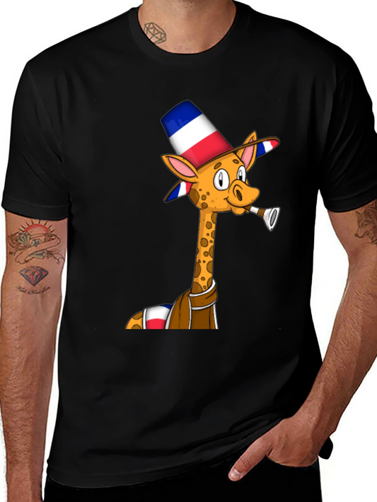 Giraffe in Hat T-Shirt - Unique Graphic Tee