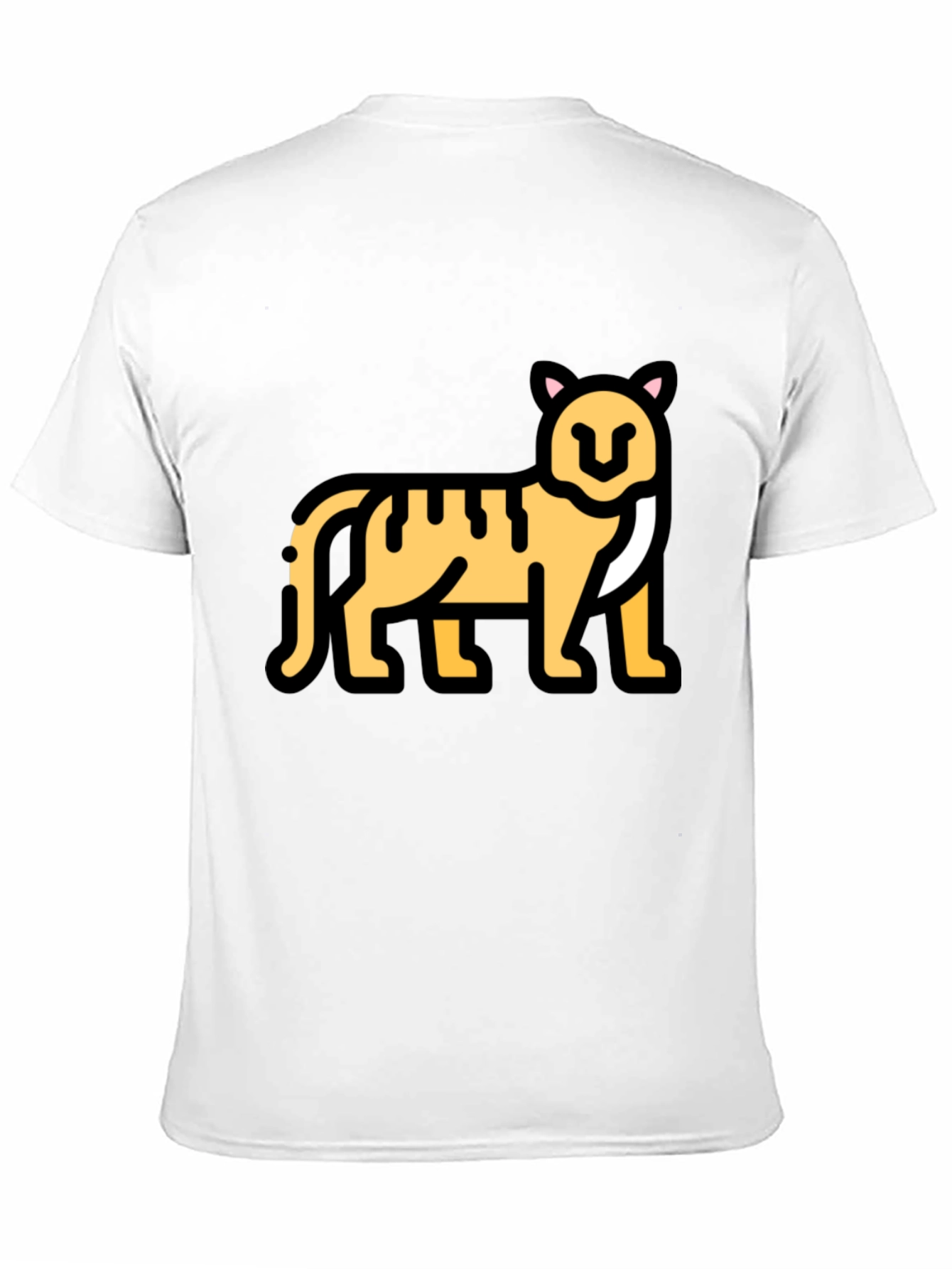 Black T-Shirt with Tiger Cartoon Graphic