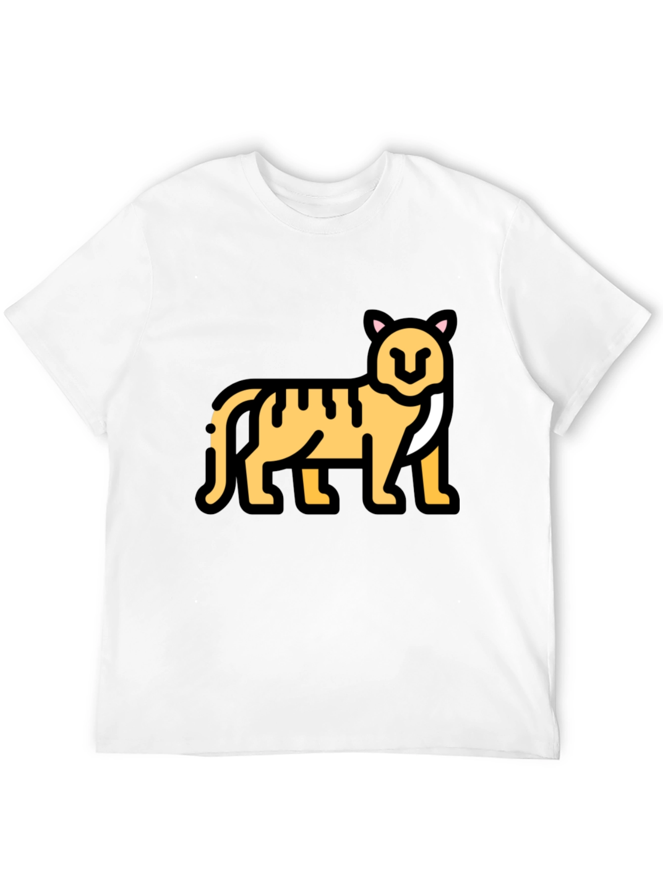 Black T-Shirt with Tiger Cartoon Graphic