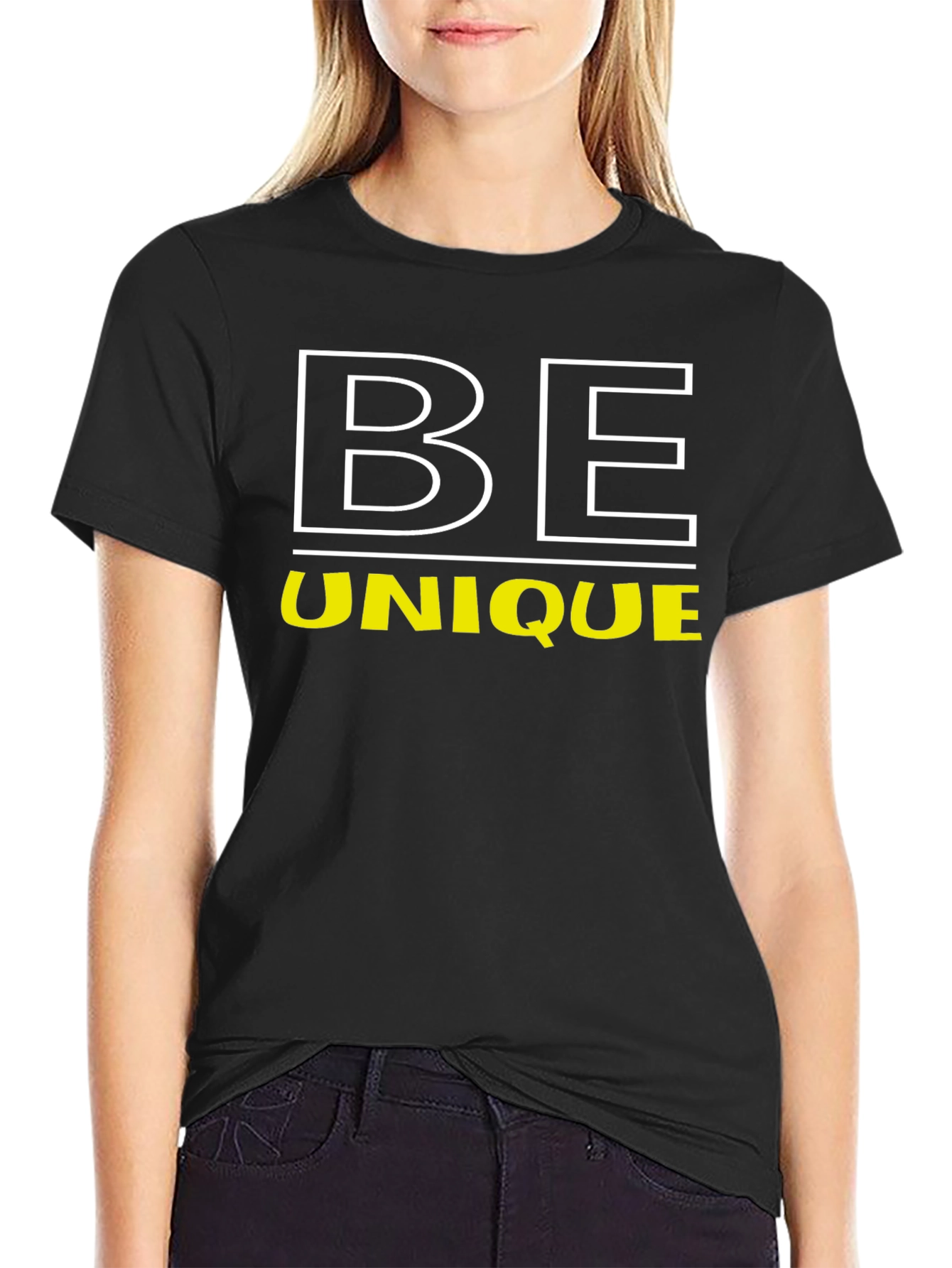 Be Unique Graphic Black T-Shirt