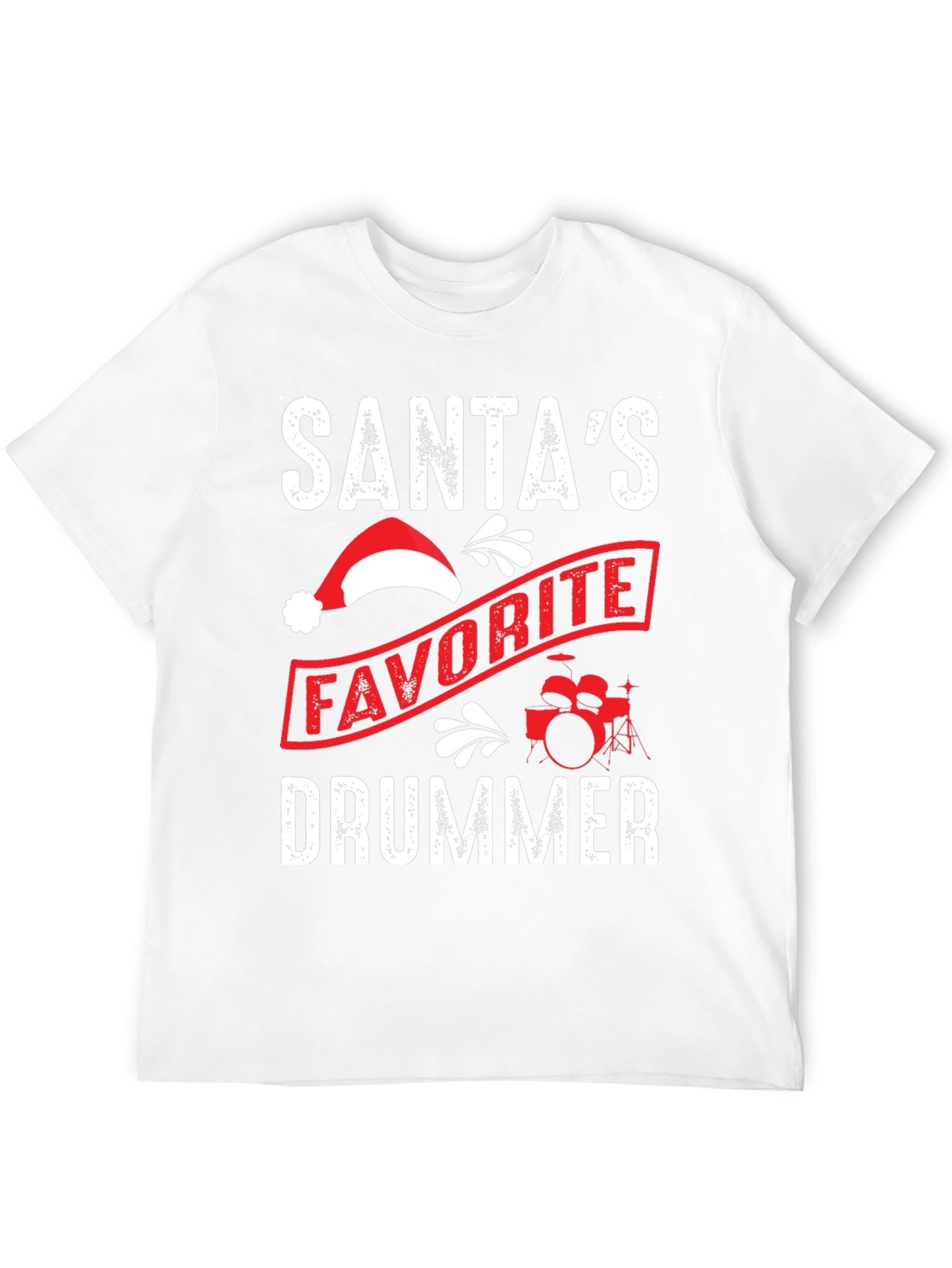 Santas Favorite Drummer T-Shirt - Christmas Holiday Tee