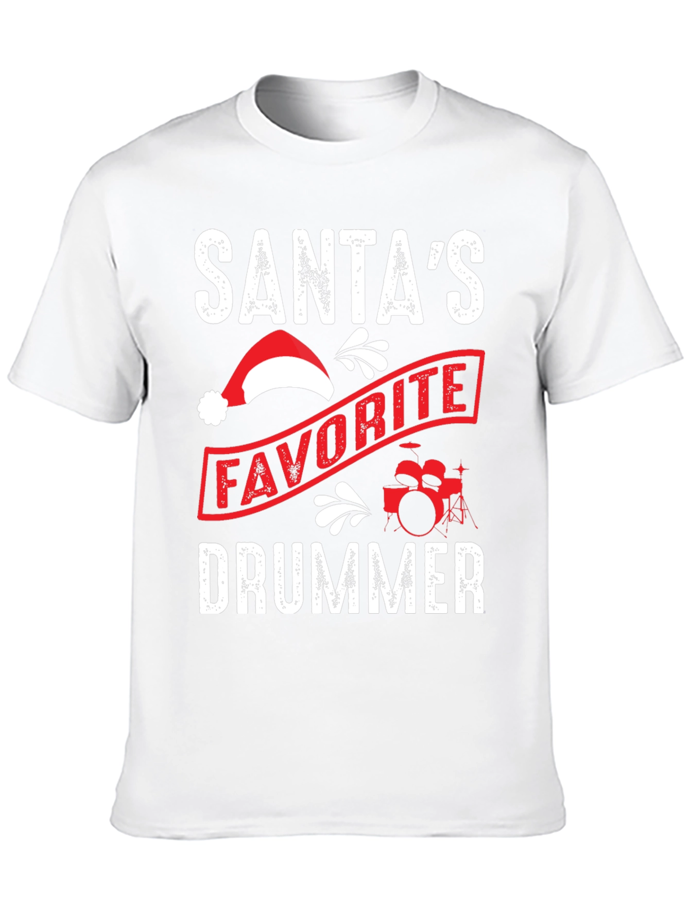Santas Favorite Drummer T-Shirt - Christmas Holiday Tee