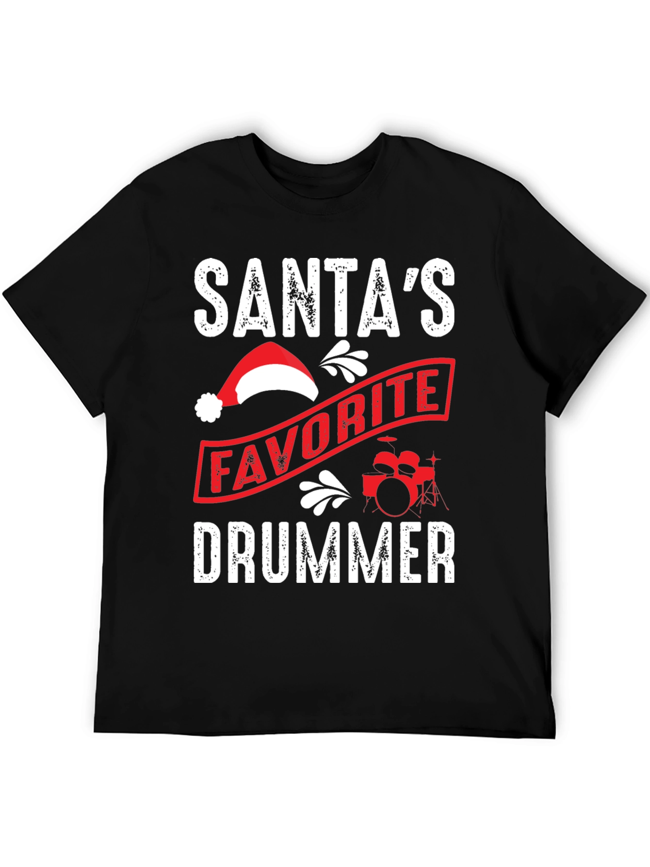 Santas Favorite Drummer T-Shirt - Christmas Holiday Tee