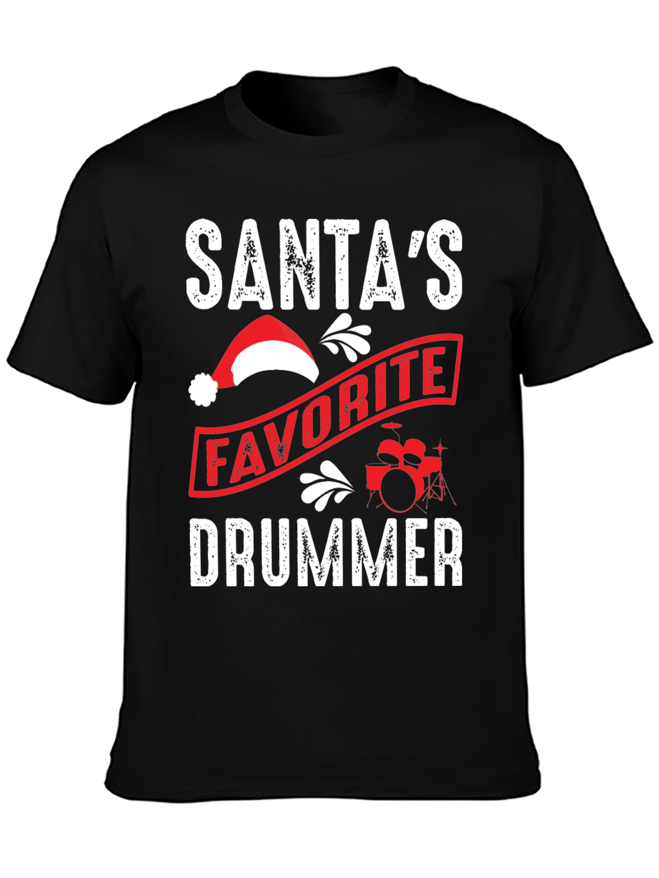 Santas Favorite Drummer T-Shirt - Christmas Holiday Tee
