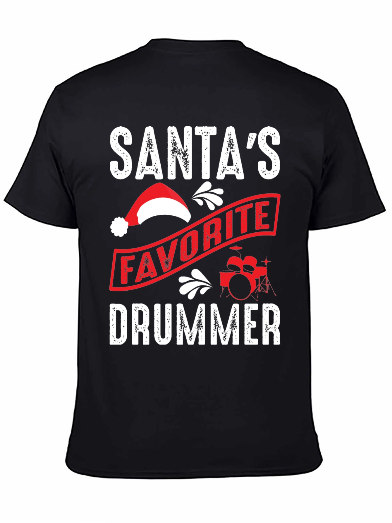 Santas Favorite Drummer T-Shirt - Christmas Holiday Tee