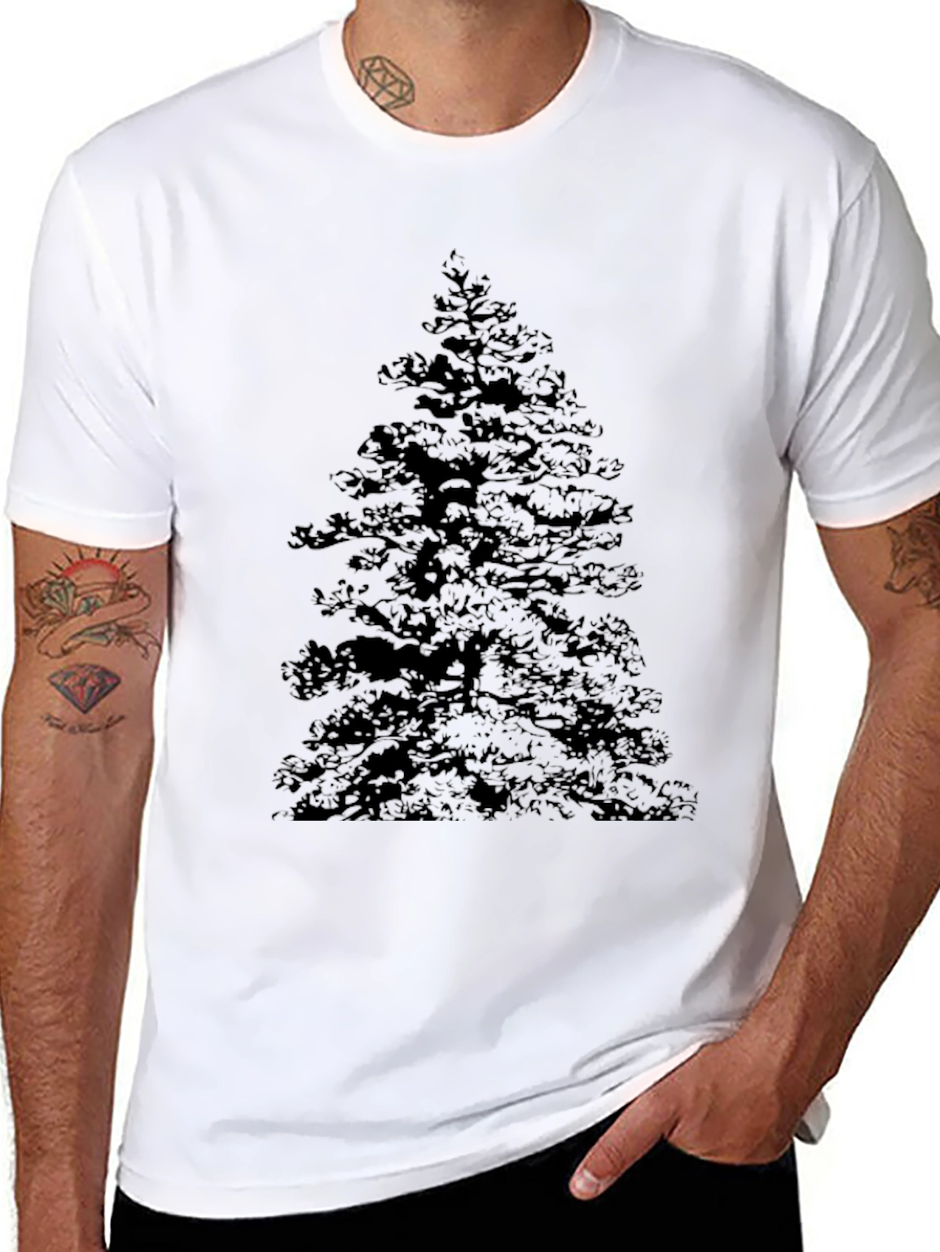 Black T-Shirt with Tree Graphic