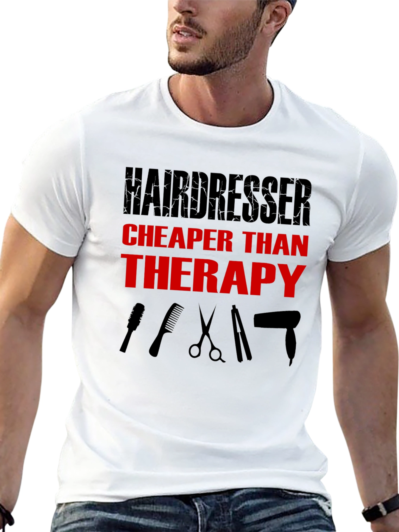 Hairdresser Cheaper Than Therapy Black T-Shirt