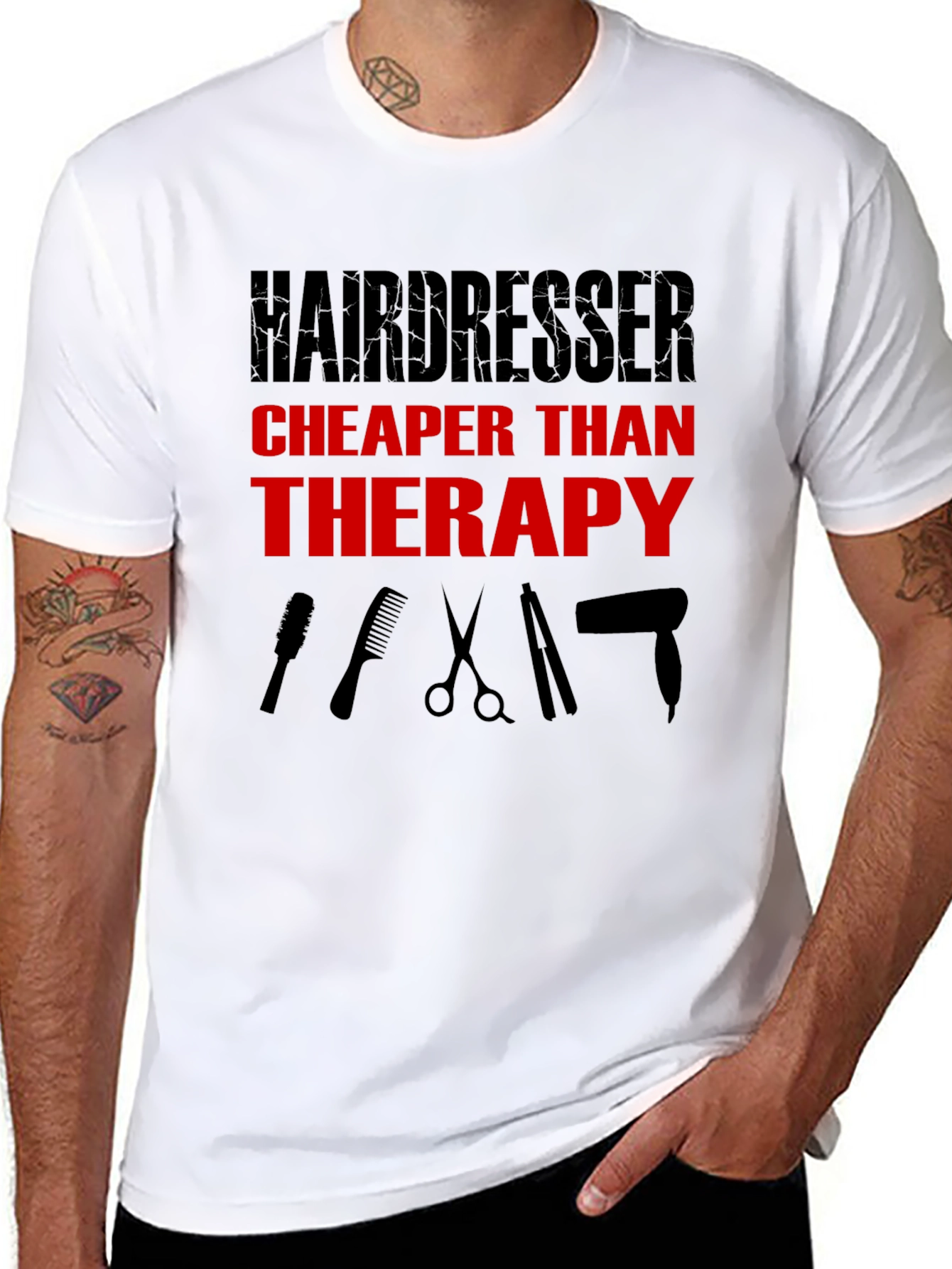 Hairdresser Cheaper Than Therapy Black T-Shirt