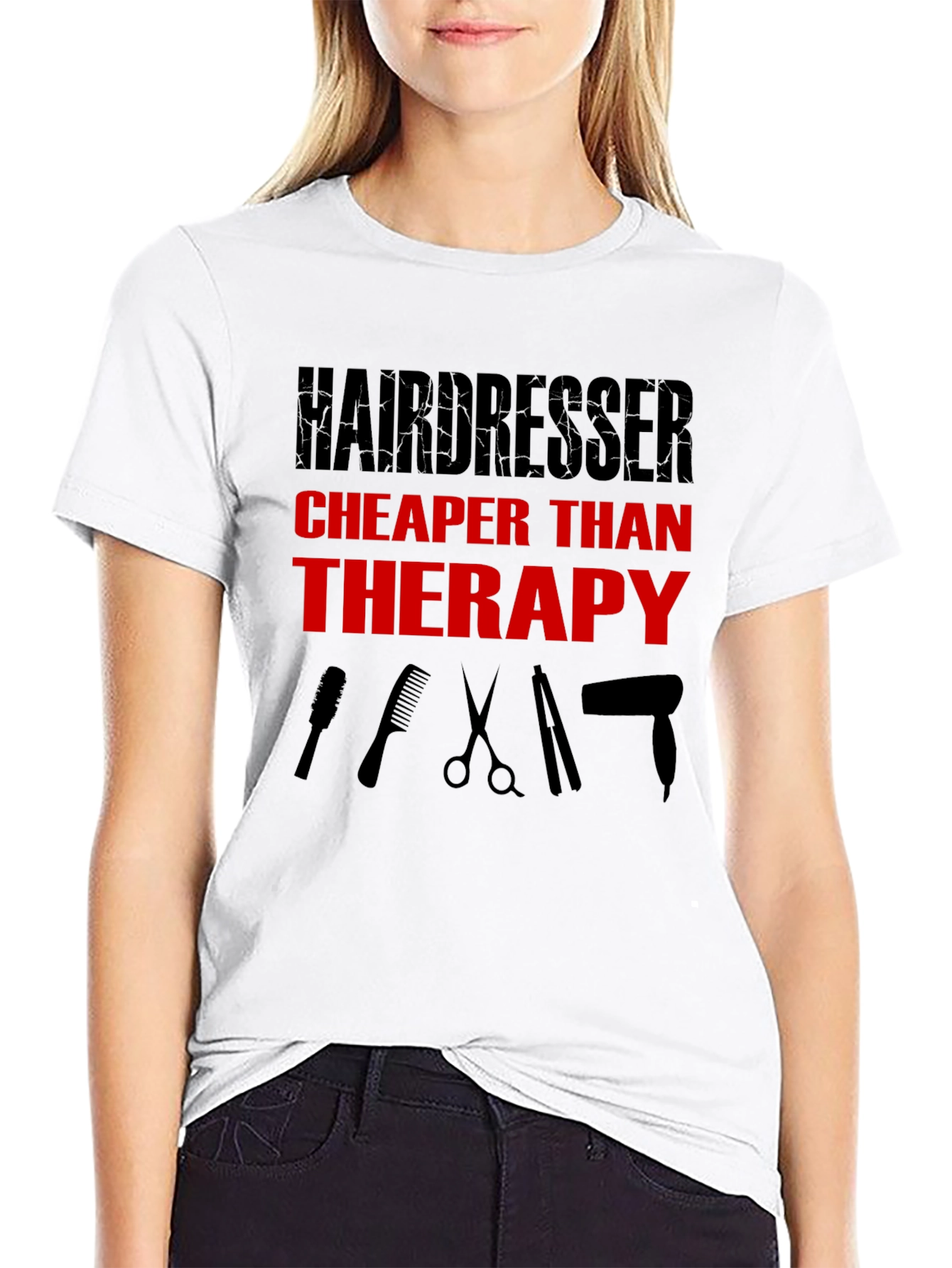 Hairdresser Cheaper Than Therapy Black T-Shirt