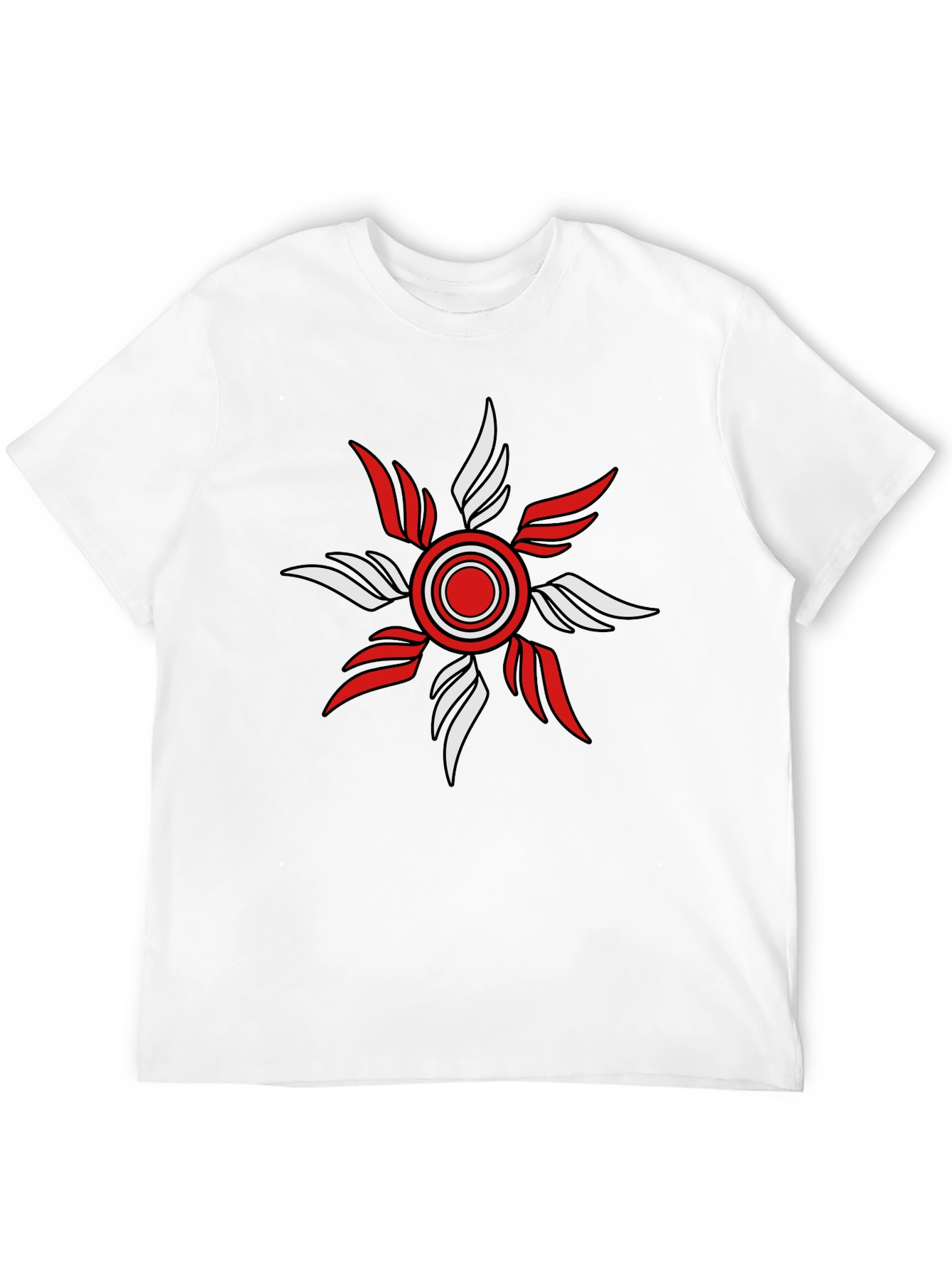 Mens Black T-Shirt with Red and White Emblem