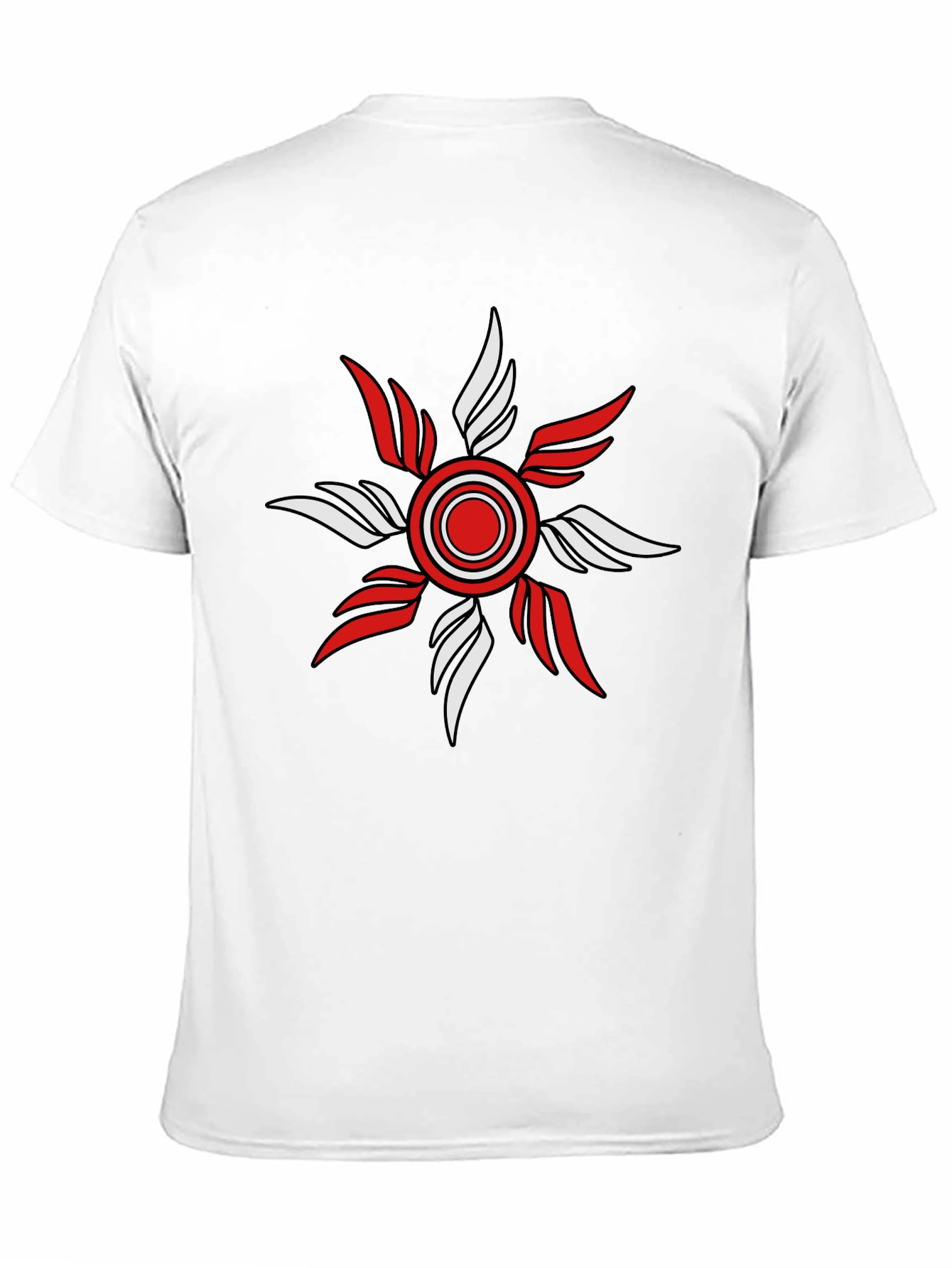 Mens Black T-Shirt with Red and White Emblem
