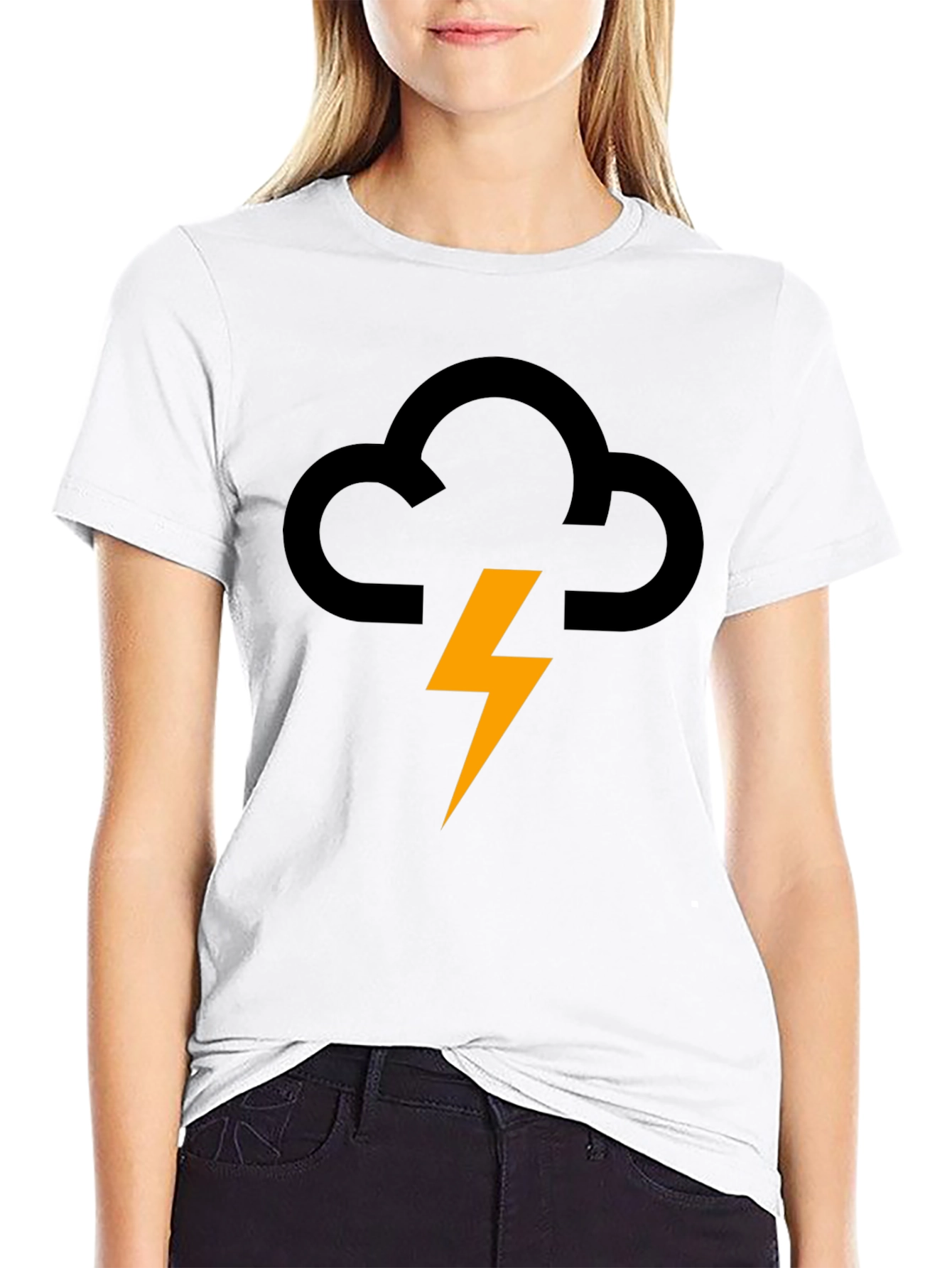 Storm Cloud Lightning Graphic Tee - Black