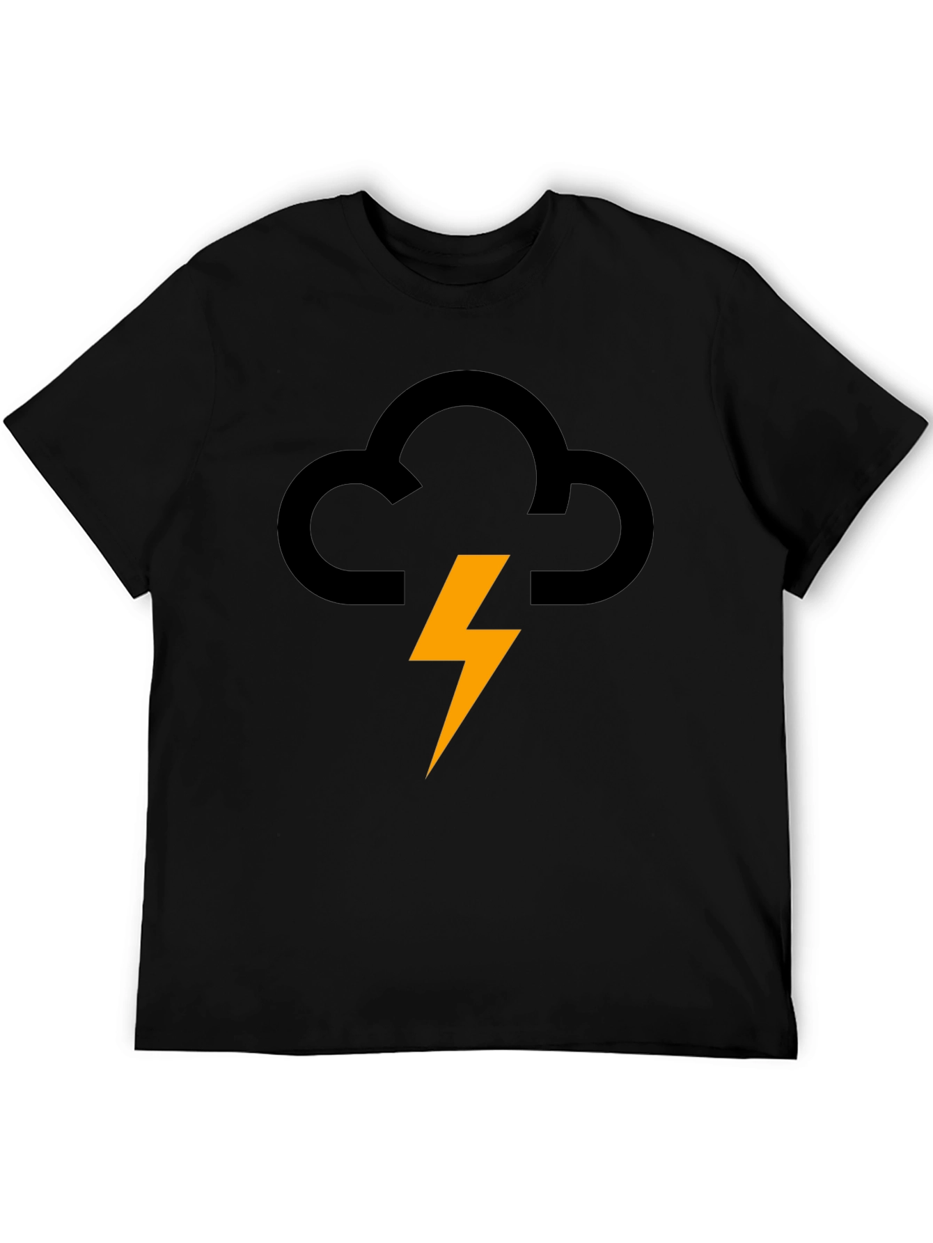 Storm Cloud Lightning Graphic Tee - Black
