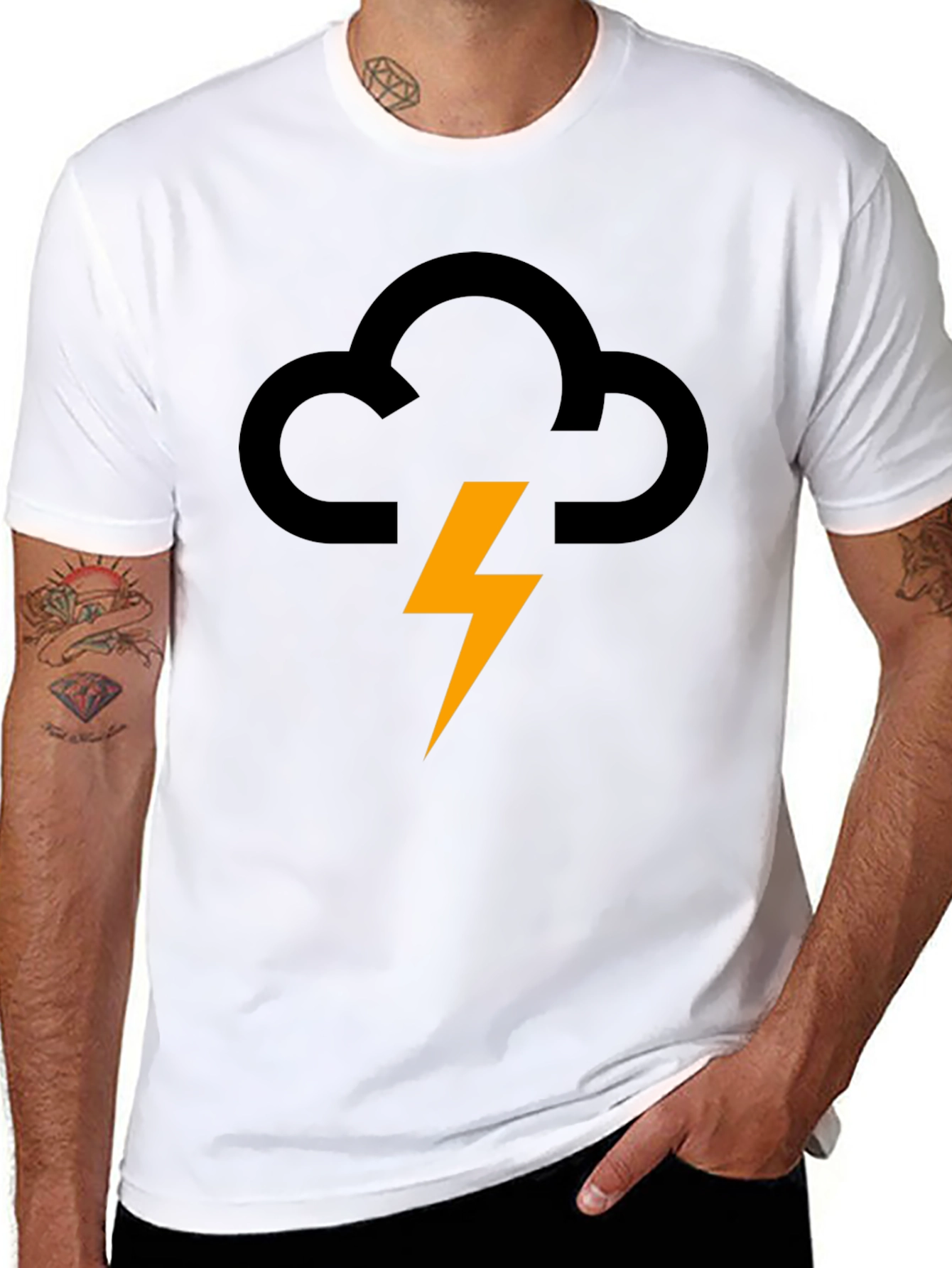 Storm Cloud Lightning Graphic Tee - Black