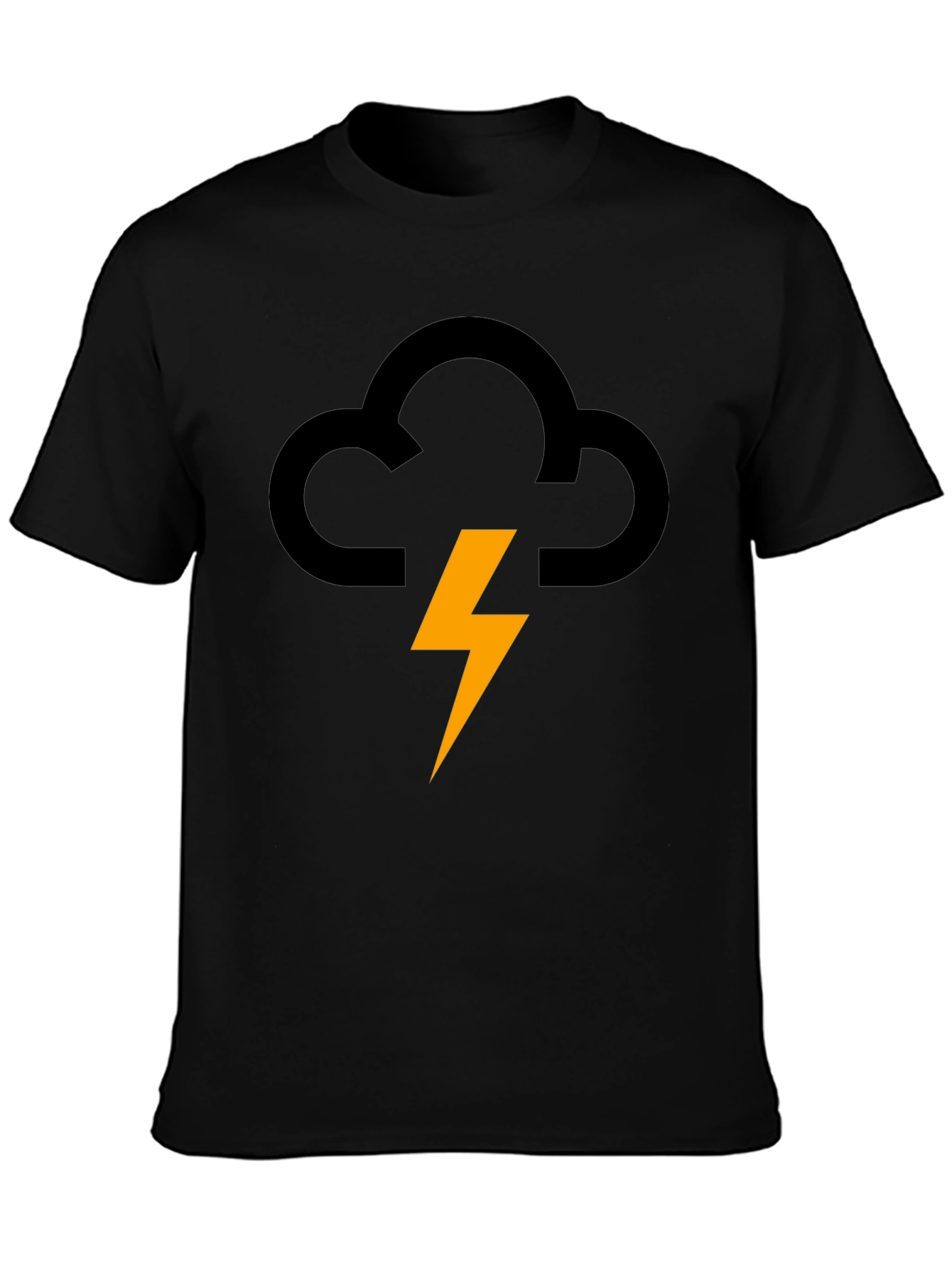 Storm Cloud Lightning Graphic Tee - Black