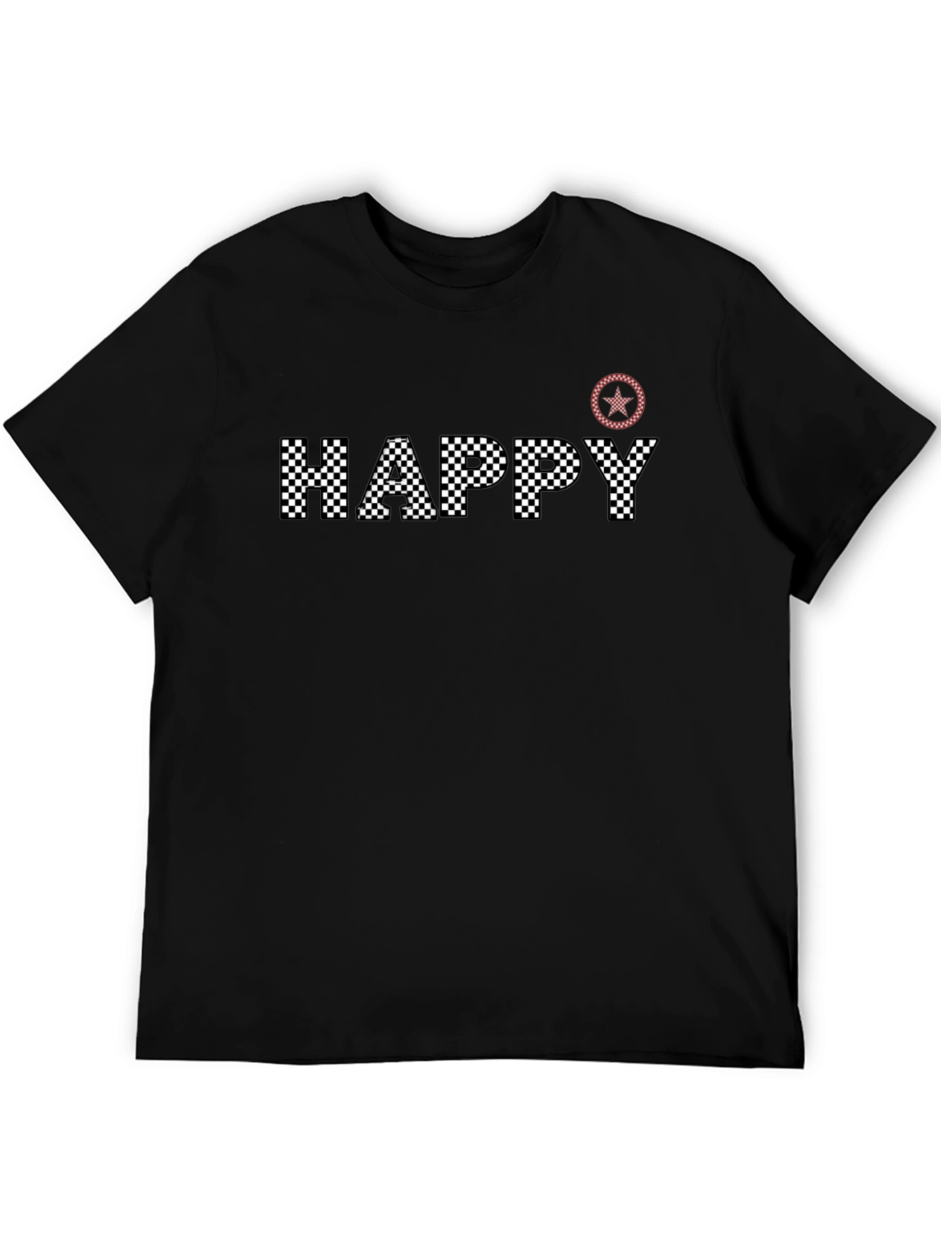 Happy Checkered Black Tee