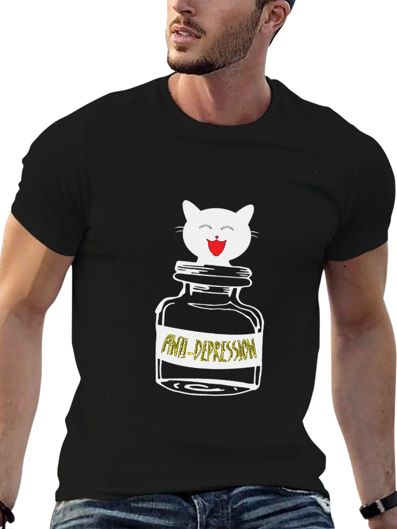 Anti-Depression Cat T-Shirt:  Cute Funny Comfort