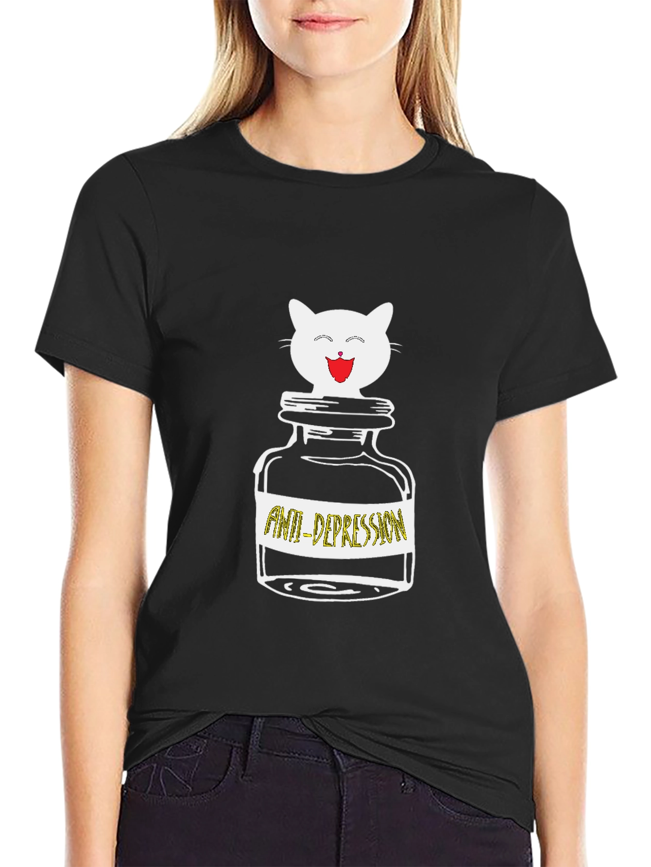 Anti-Depression Cat T-Shirt:  Cute Funny Comfort
