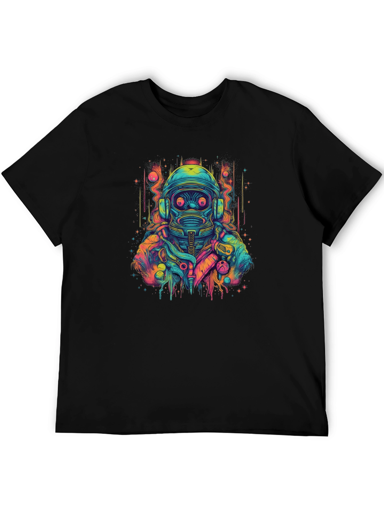 Cyberpunk Astronaut Graphic Black T-Shirt