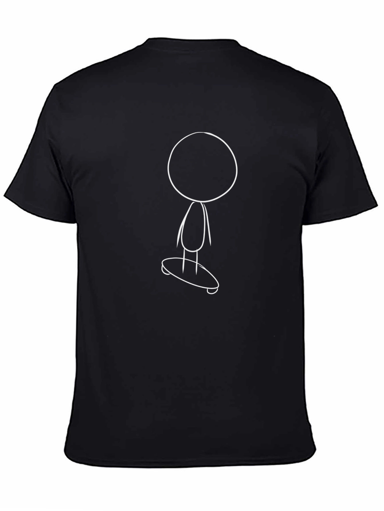 Skateboarding Stick Figure Graphic T-Shirt - Black