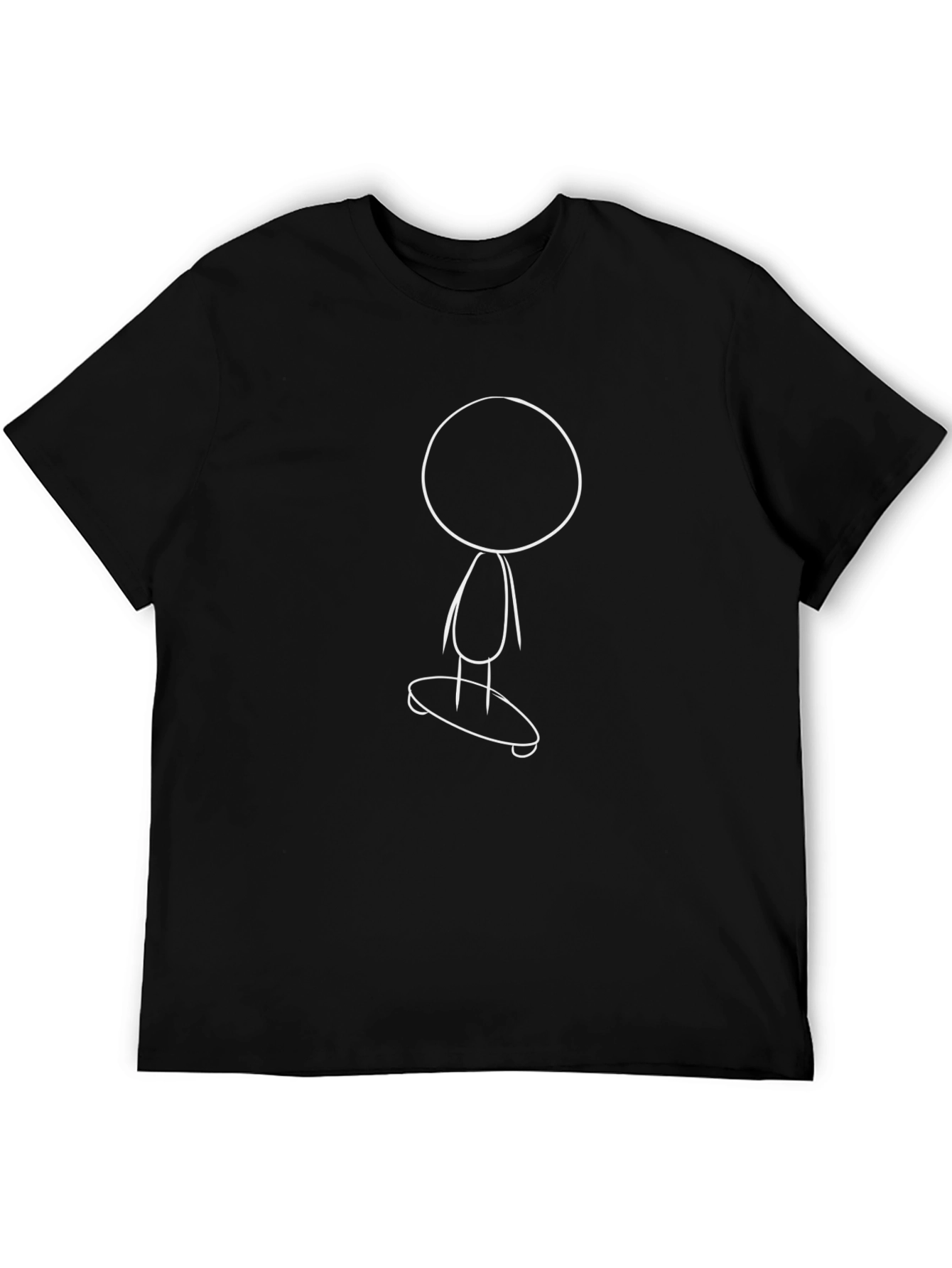 Skateboarding Stick Figure Graphic T-Shirt - Black