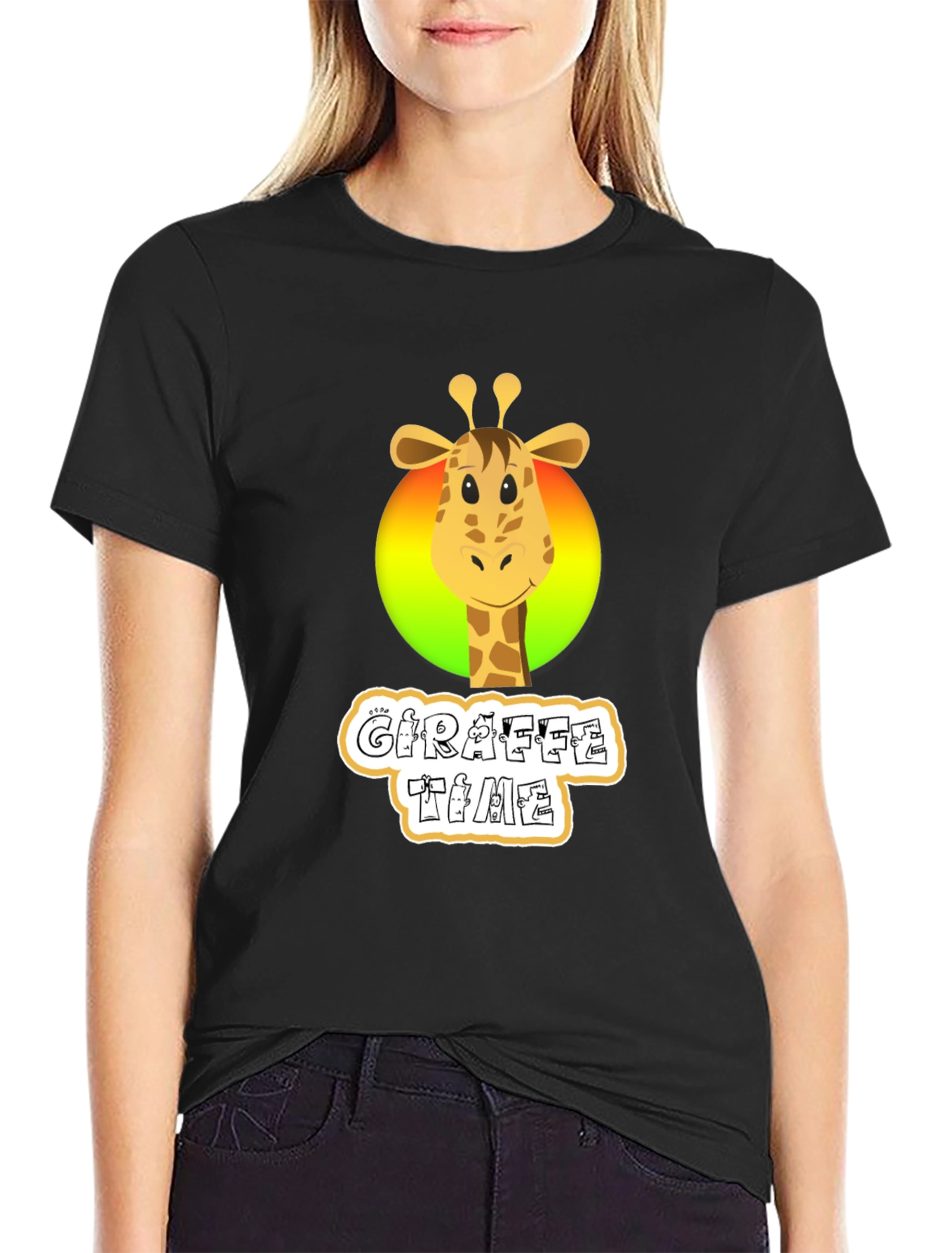 Giraffe Time Black T-Shirt