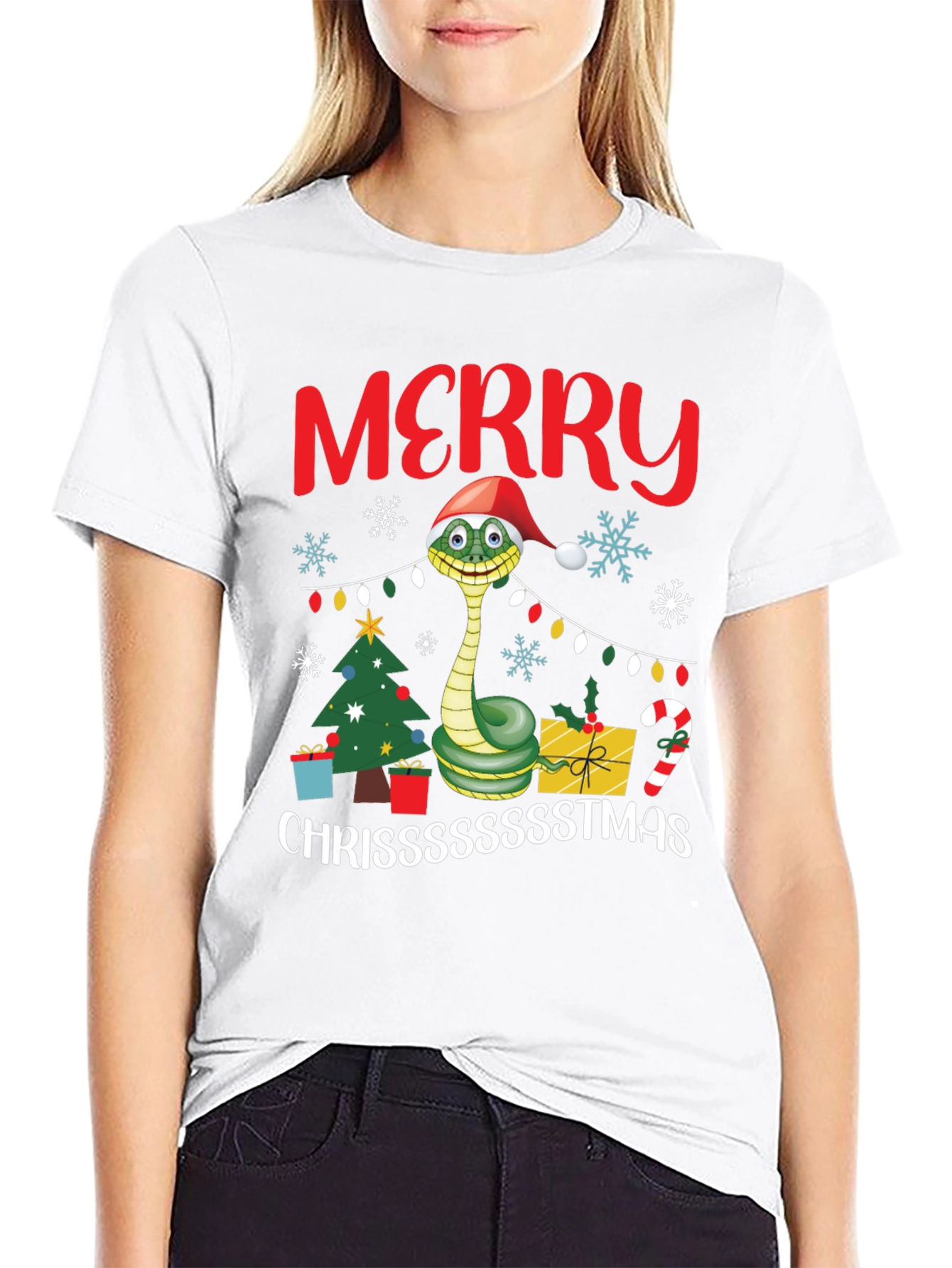Merry Chrissstmas Snake T-Shirt - Holiday Gift