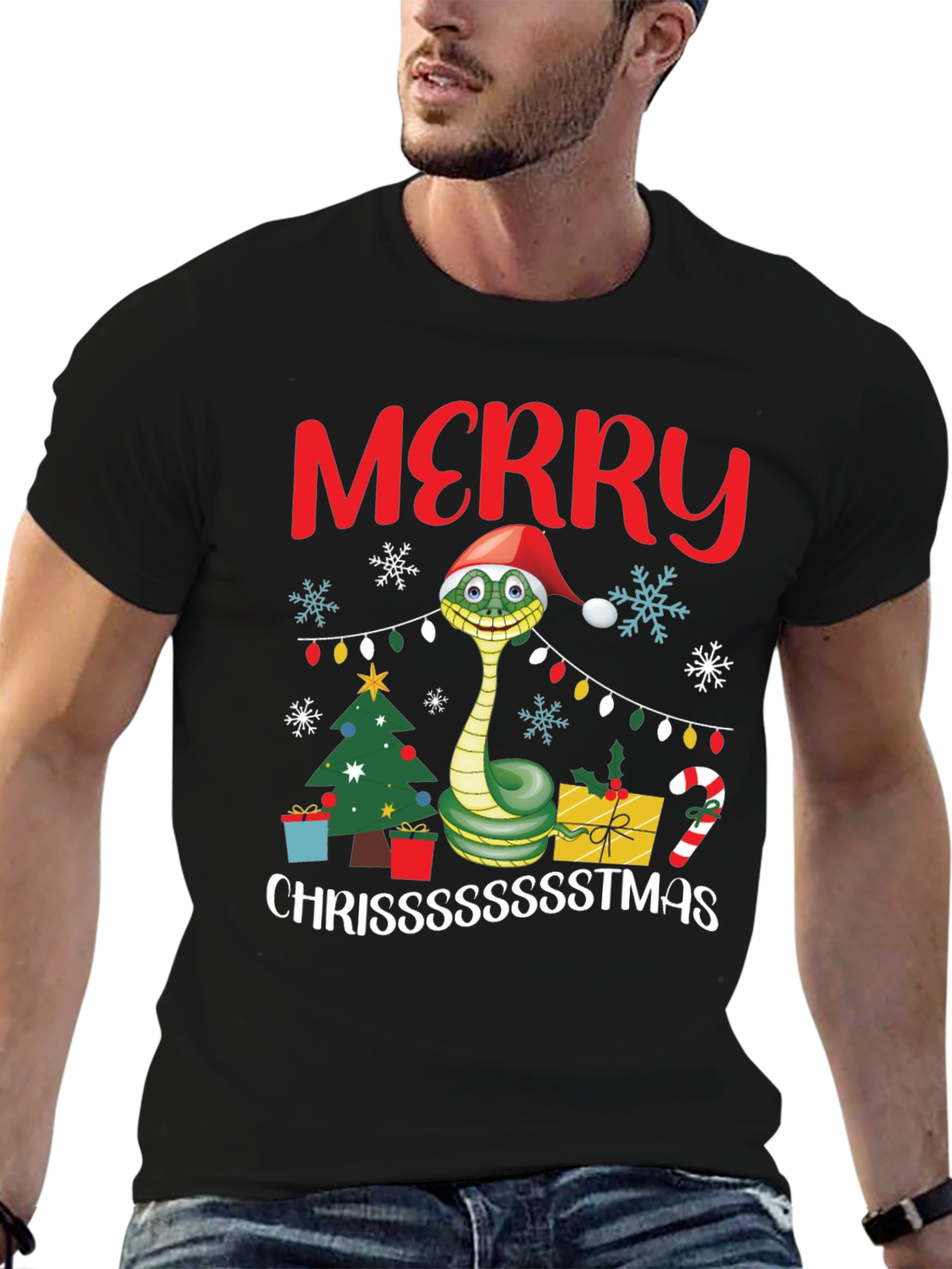 Merry Chrissstmas Snake T-Shirt - Holiday Gift