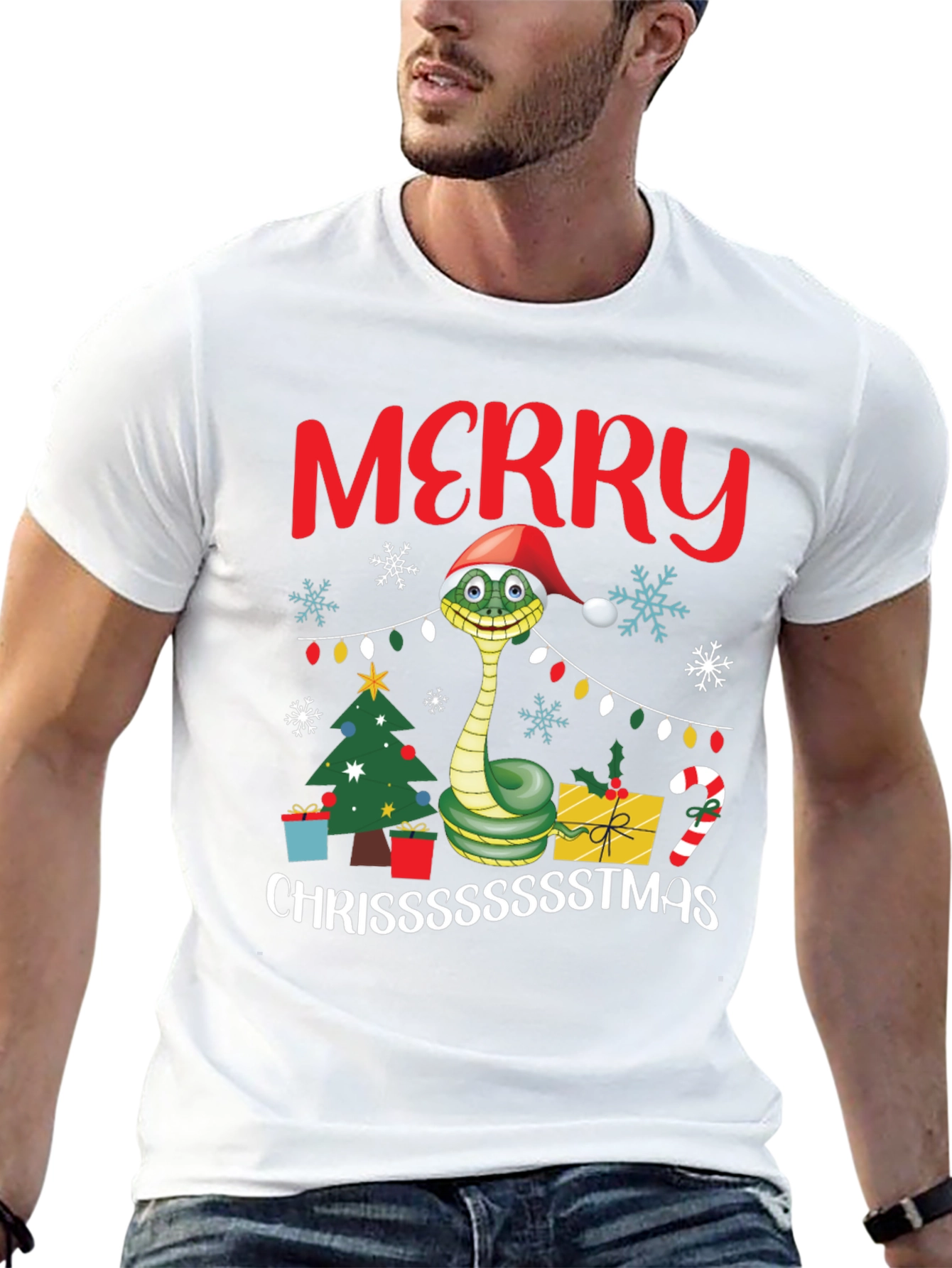 Merry Chrissstmas Snake T-Shirt - Holiday Gift