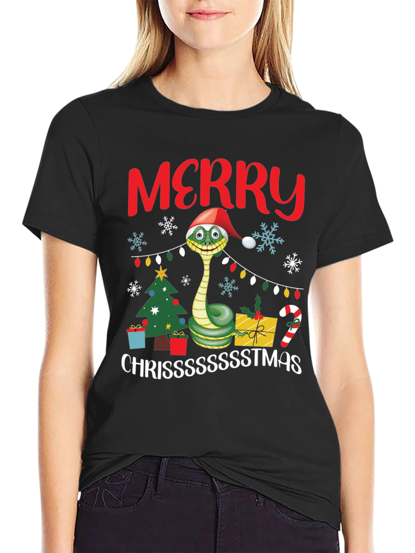 Merry Chrissstmas Snake T-Shirt - Holiday Gift