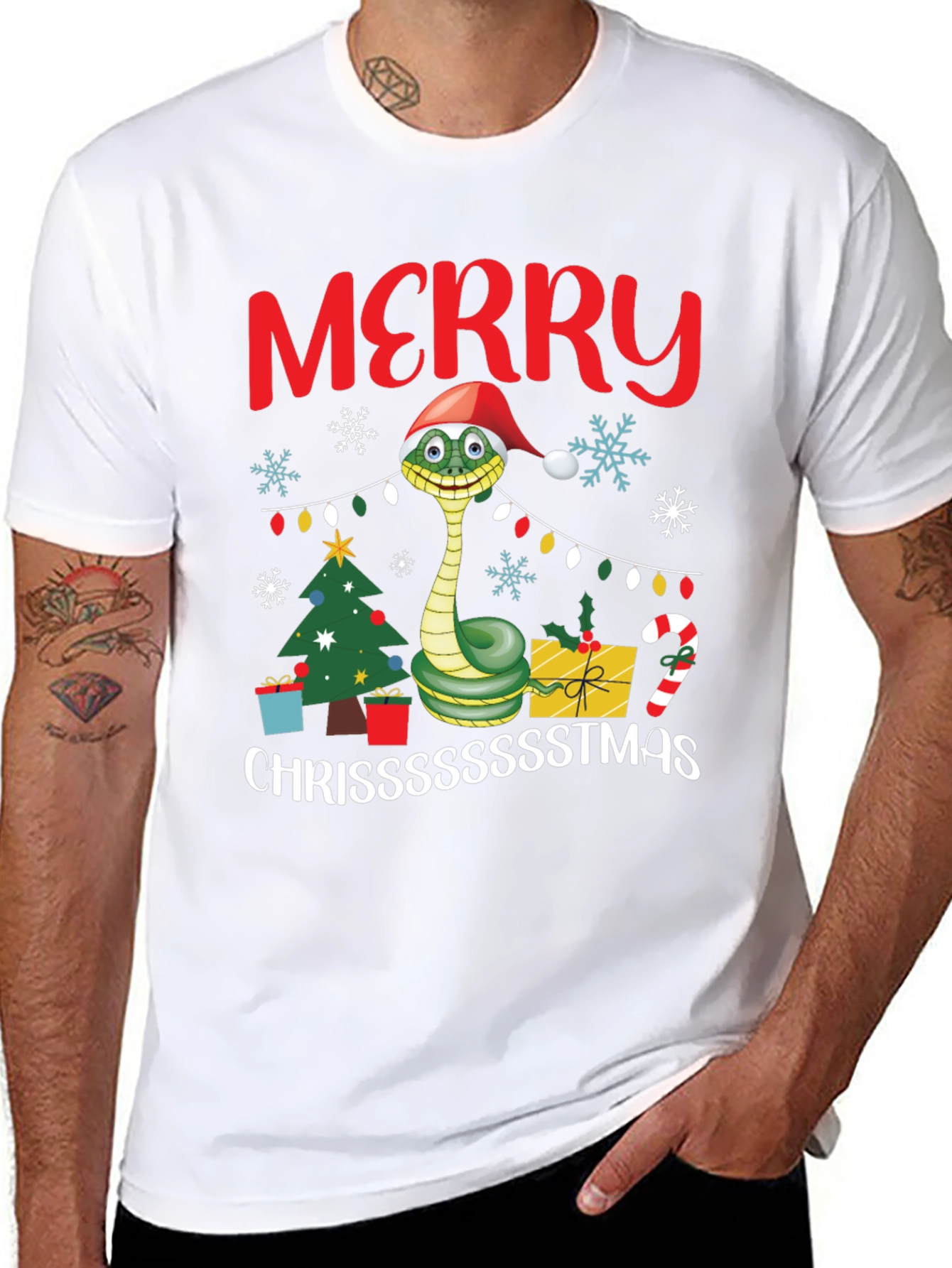 Merry Chrissstmas Snake T-Shirt - Holiday Gift