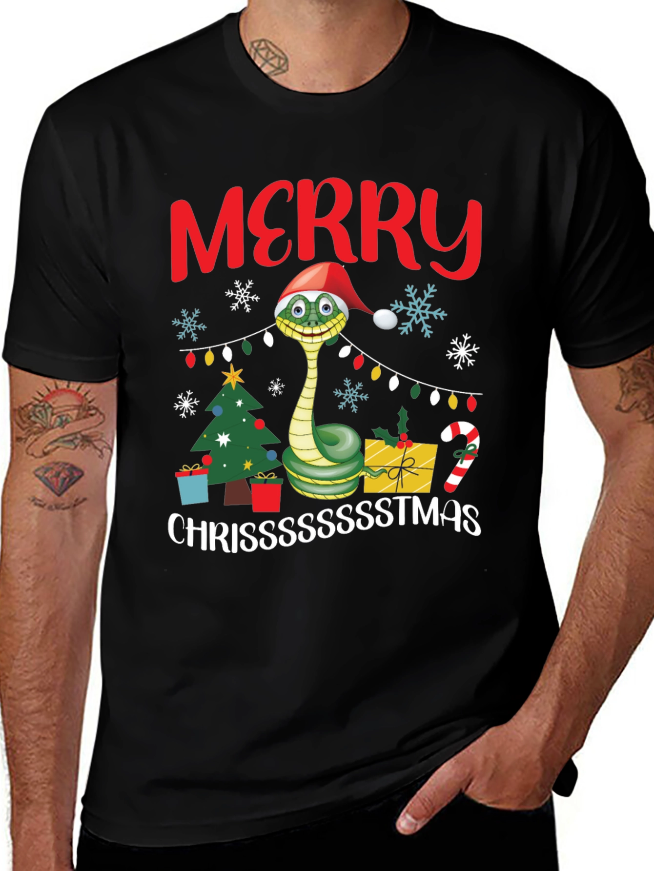 Merry Chrissstmas Snake T-Shirt - Holiday Gift
