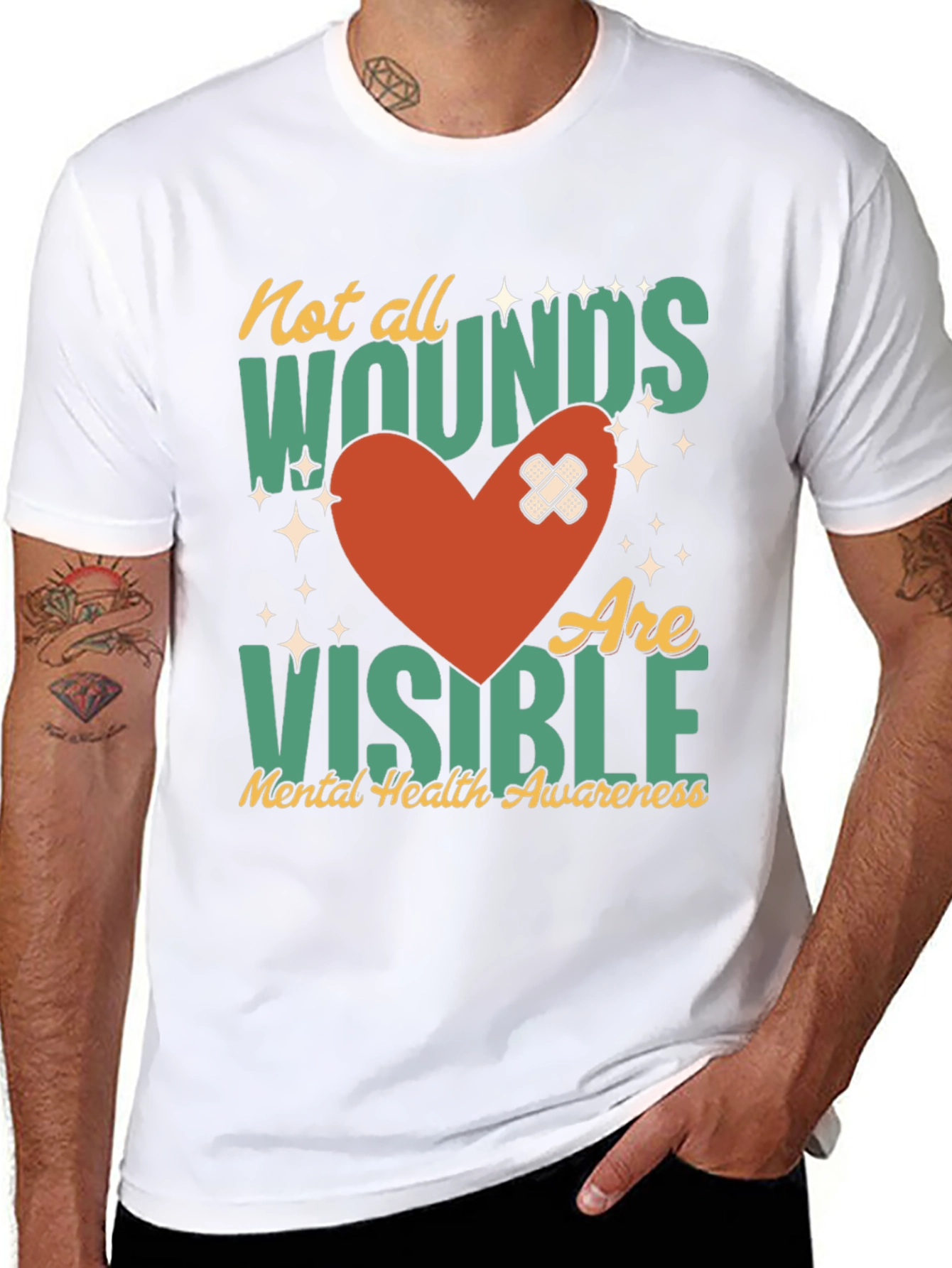 Mental Health Awareness T-Shirt - Not All Wounds Visible