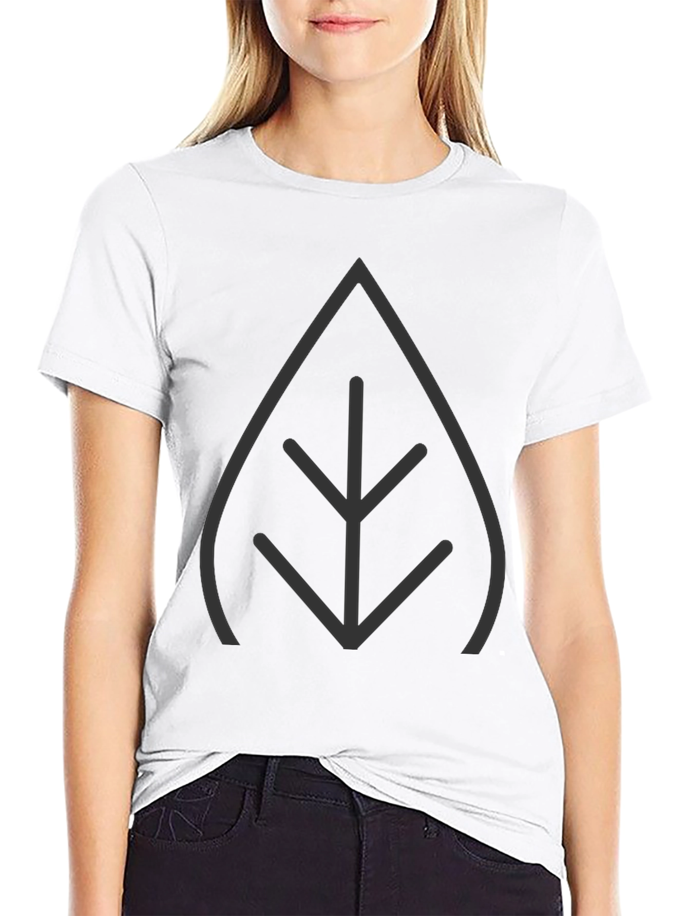 Modern Leaf Graphic T-Shirt - Black