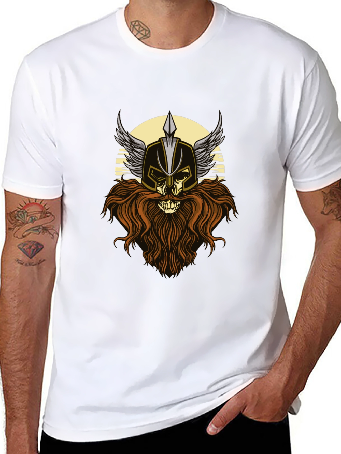 Viking Skull Graphic Tee - Black