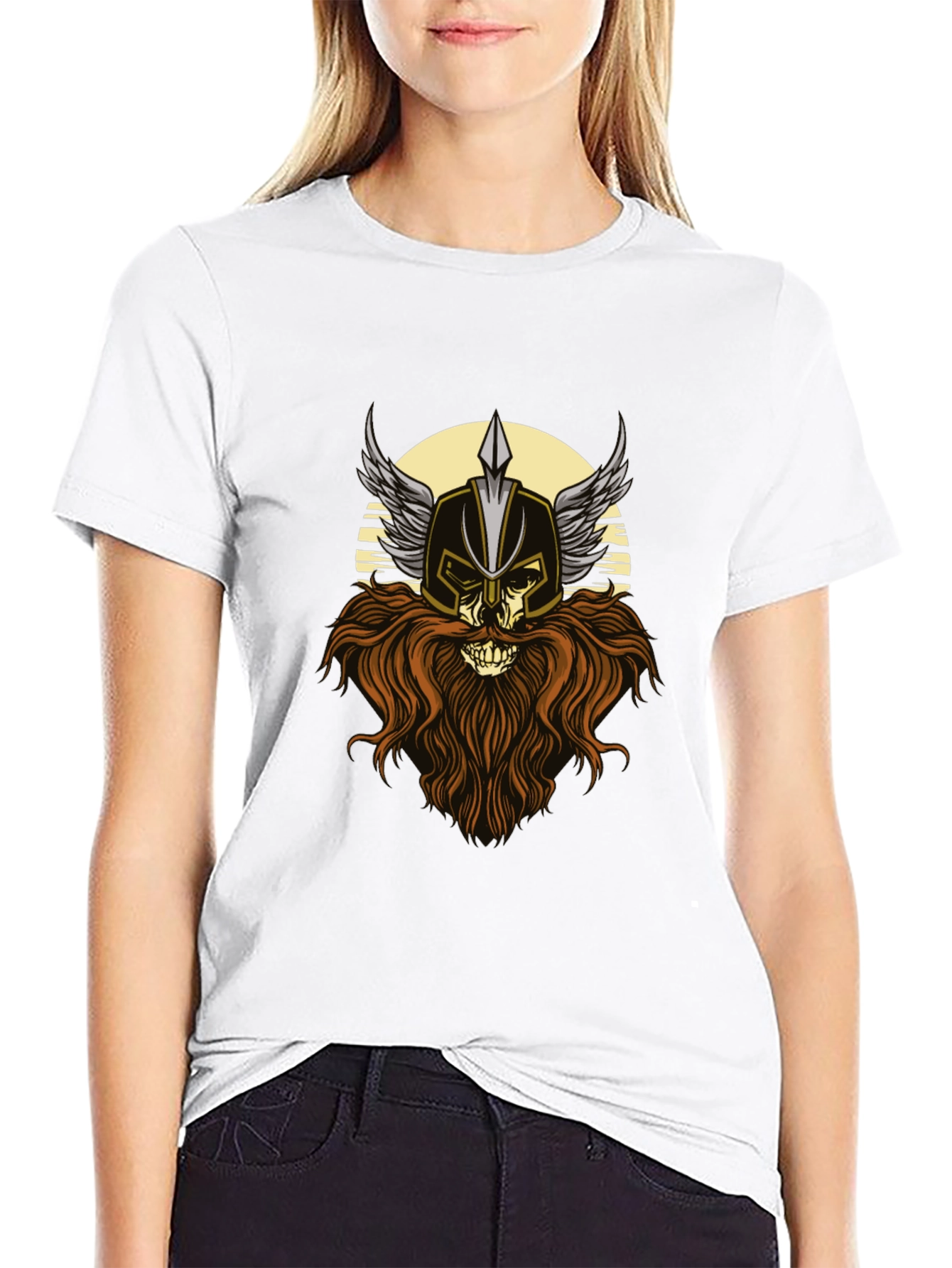 Viking Skull Graphic Tee - Black